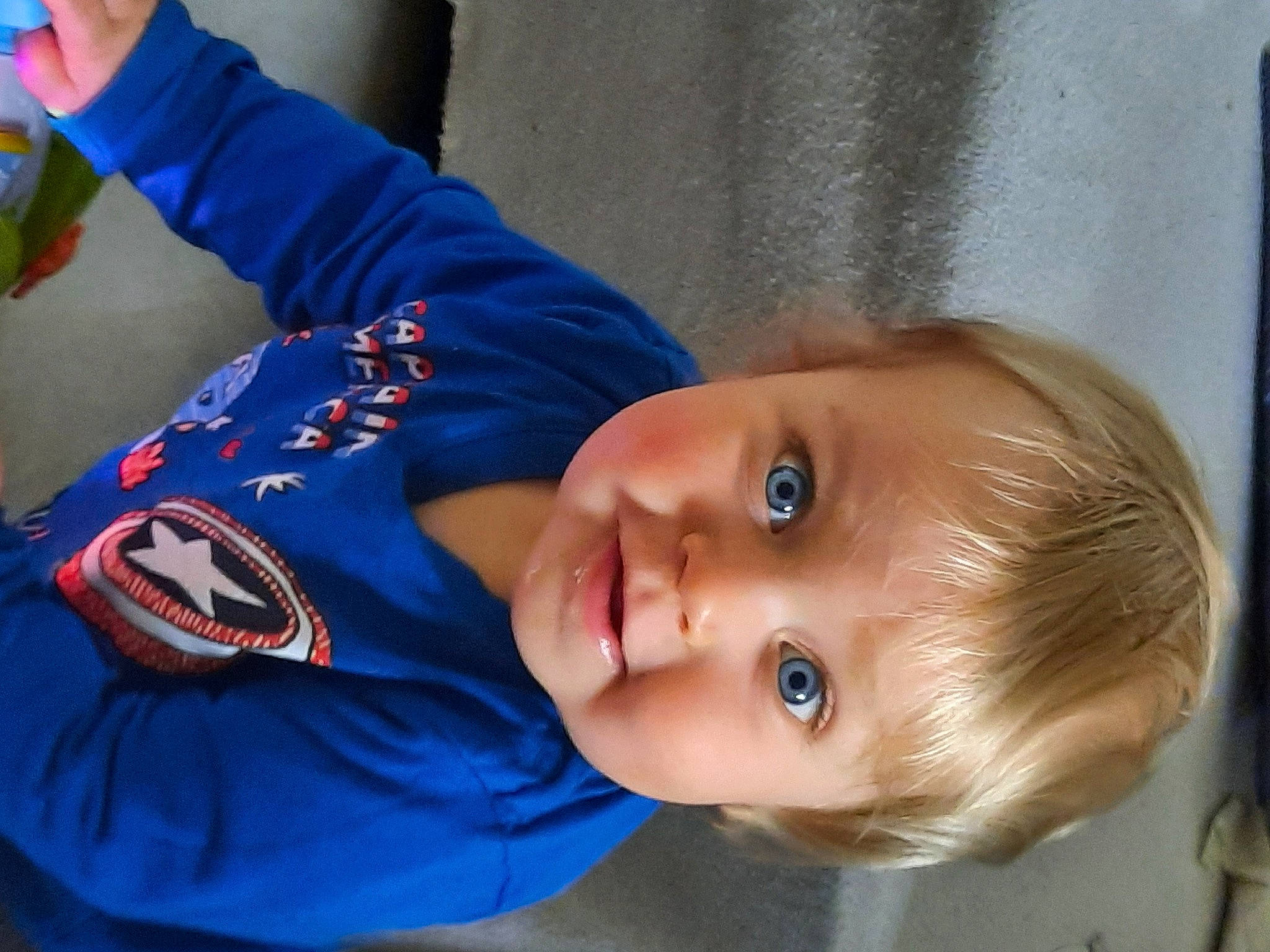 Eloan participe au concours pour gagner de l'argent avec cette photo : baby, baby_toddler_clothing, cap, cheek, child, electric_blue, fashion_accessory, fun, gesture, happy, hat, lip, nose, person, portrait_photography, skin, smile, toddler, water_bottle, wine_glass