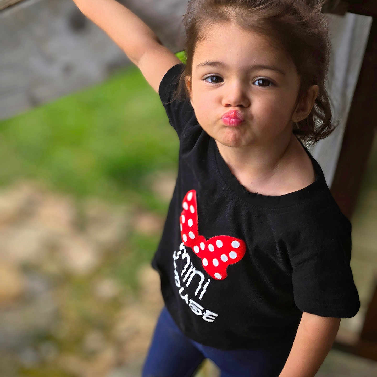 Saylor joined the competition — help win amazing prizes! blackhair, bodypart, child, clothing, dress, face, female, finger, girl, hair, hand, happy, head, pants, person, photography, portrait, sleeve, smile, t_shirt