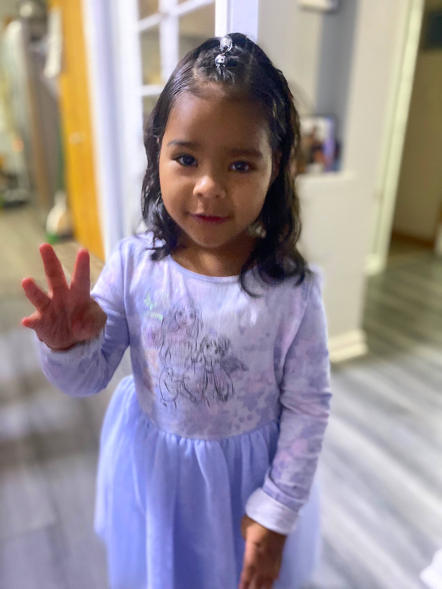 Cataleya is registered to the contest to win money with this photo: baby_toddler_clothing, child, dress, electric_blue, event, face, fashion_design, fun, gesture, hairstyle, happy, iris, magenta, person, purple, shoulder, skin, sleeve, smile, sunglasses