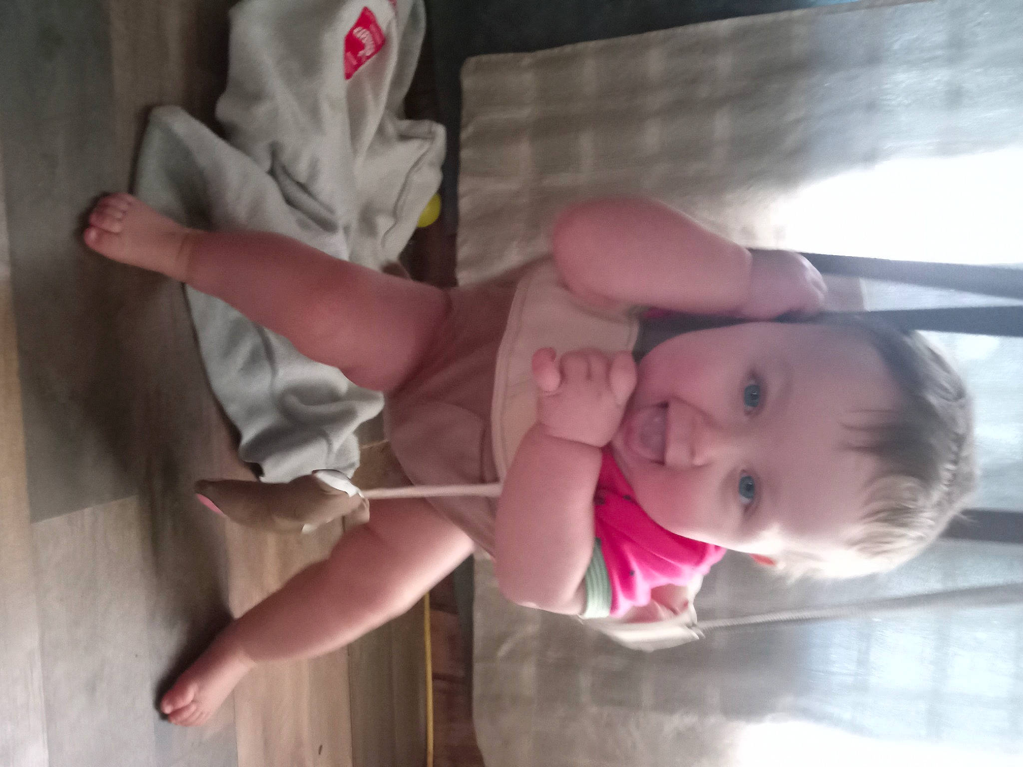 Madeline joined the competition — help win amazing prizes! baby, baby_products, baby_safety, baby_toddler_clothing, cheek, child, finger, fun, gesture, happy, lip, mouth, nail, nose, person, pink, skin, smile, thumb, toddler