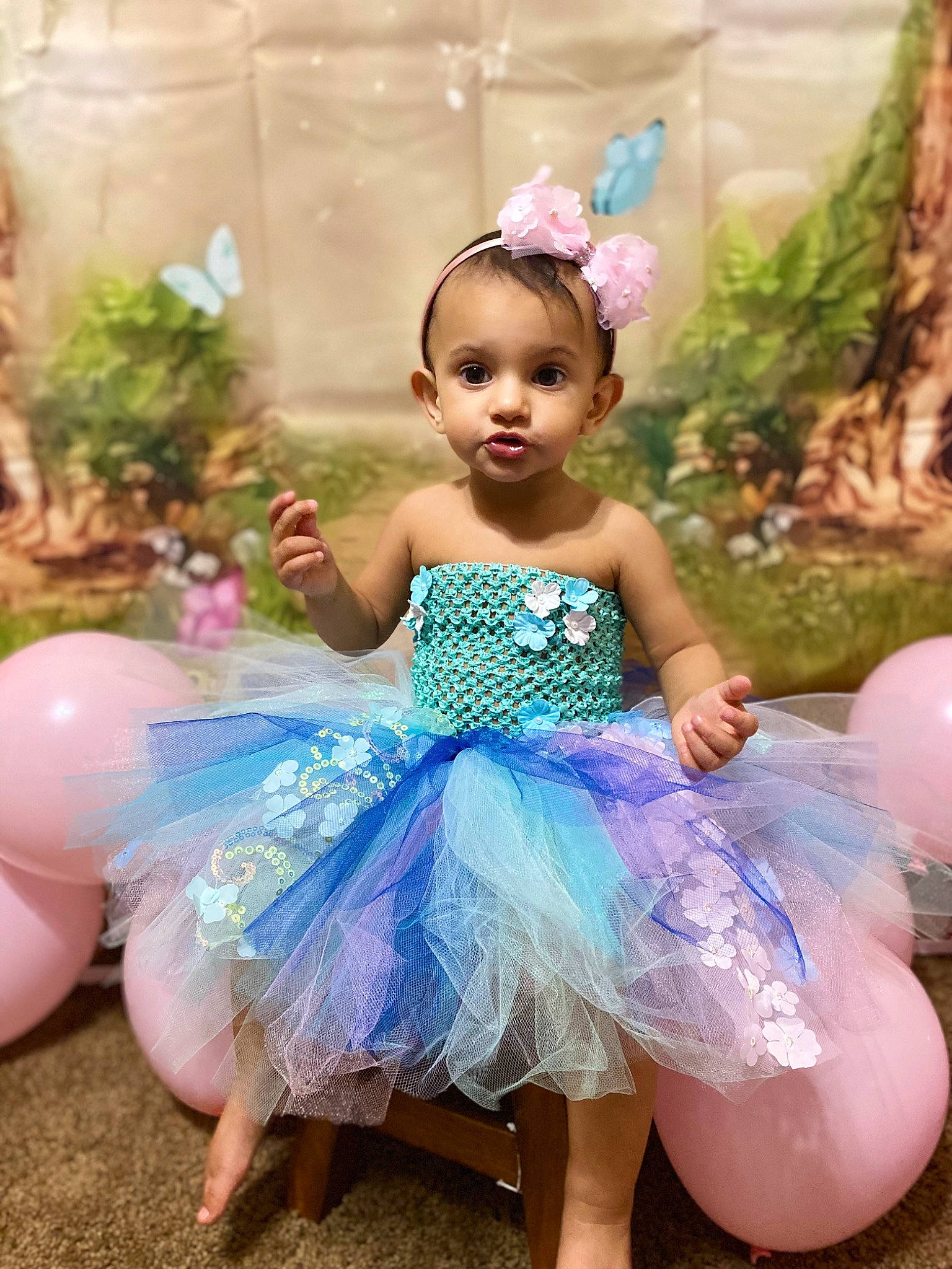 Iris joined the competition — help win amazing prizes! aqua, baby_toddler_clothing, child, dress, electric_blue, event, flash_photography, fun, hairstyle, happy, headband, headpiece, iris, jewellery, magenta, person, pink, plant, purple, skin