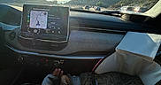 Scar joined the competition — help win amazing prizes! cat, tabby_cat, sleeping, car_interior, dashboard, navigation_screen, sunlight, highway, scenic_view, person_arm, travel, road_trip, seat, window, nature, hills, blue_sky, leisure, resting, pet