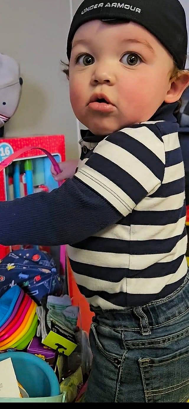 Isaac joined the competition — help win amazing prizes! baby, baby_toddler_clothing, cheek, child, clothing, cool, denim, eyelash, finger, fun, happy, headwear, nose, pattern, person, play, sitting, sleeve, t_shirt, toddler