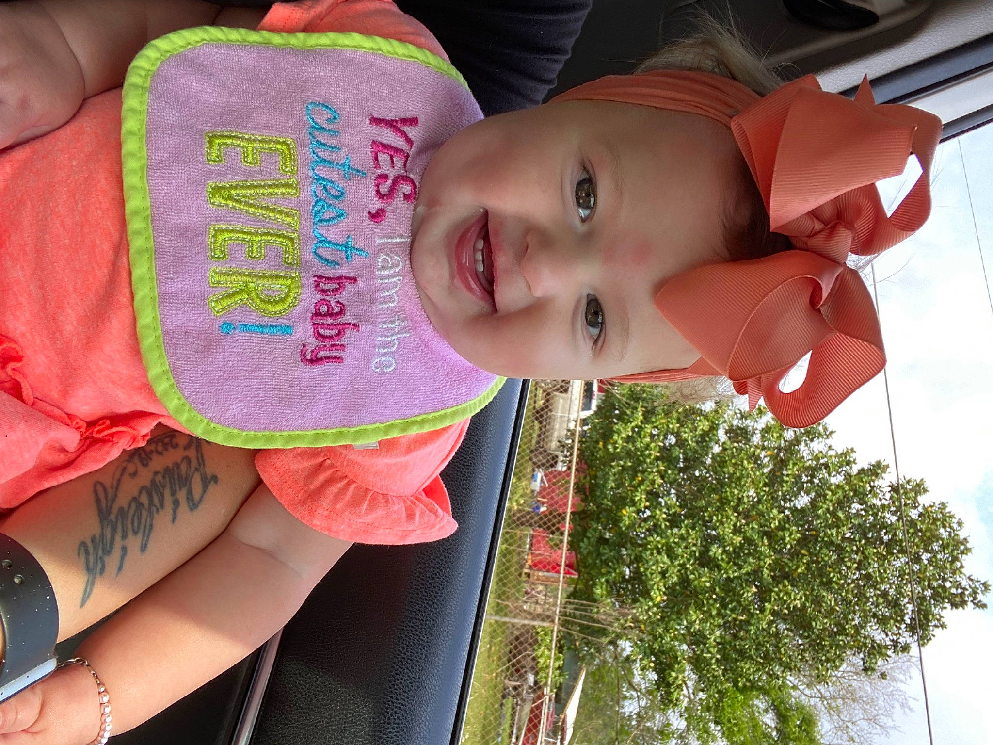 Brynleigh joined the competition — help win amazing prizes! baby, baby_toddler_clothing, beauty, cheek, child, facial_expression, finger, fun, grass, green, happy, headwear, leisure, mouth, person, pink, product, skin, smile, summer