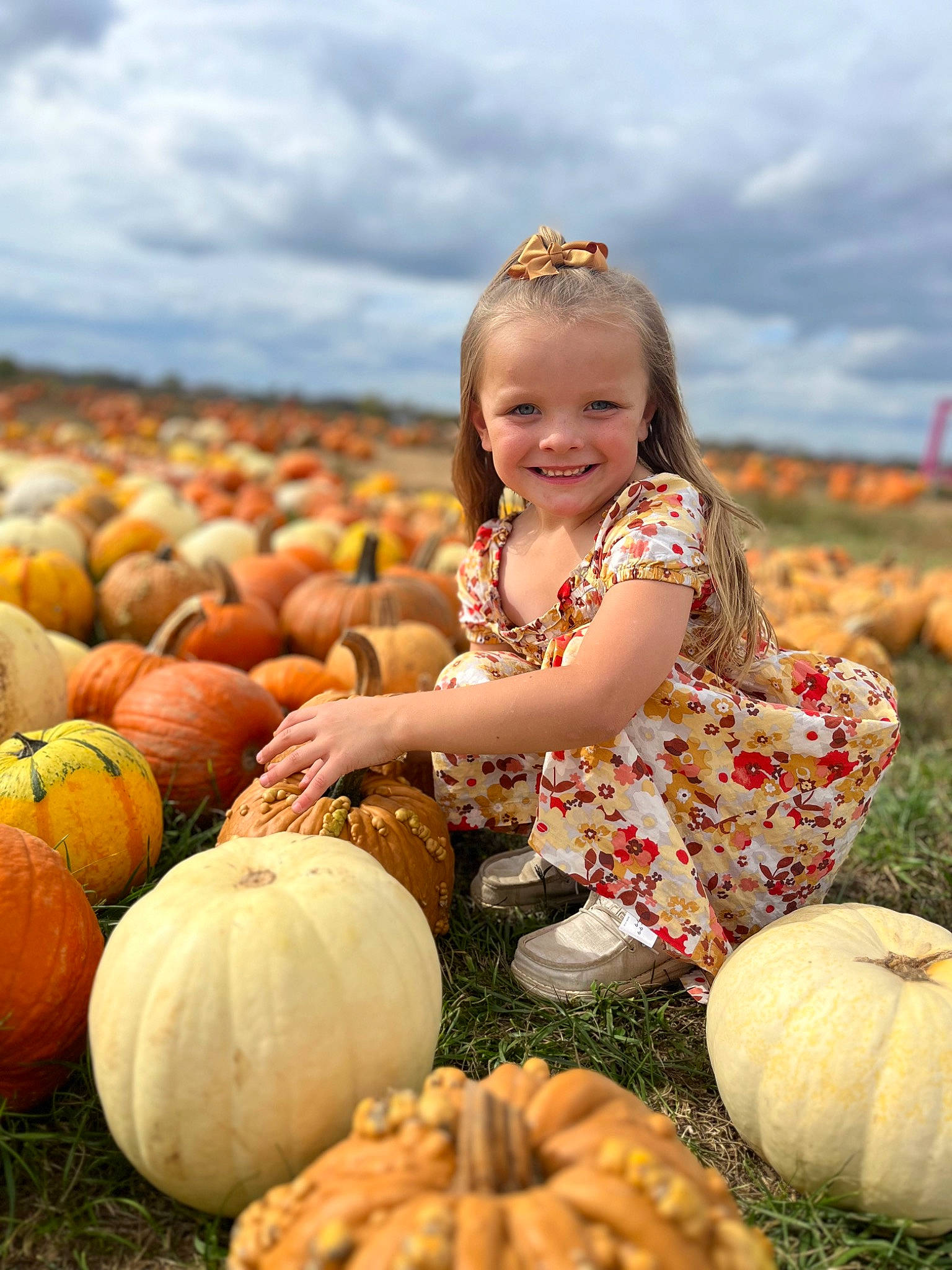 Aubreigh joined the competition — help win amazing prizes! adaptation, calabaza, cloud, cucurbita, food, gourd, grass, happy, head, joy, natural_foods, nature, people_in_nature, person, photograph, plant, pumpkin, sky, smile, squash