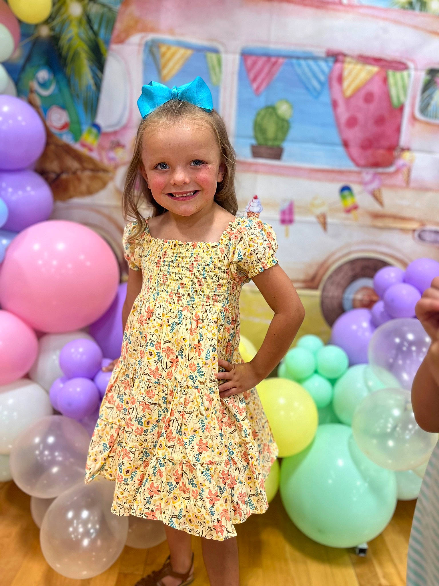 Aubreigh joined the competition — help win amazing prizes! balloon, beauty, child, dress, event, facial_expression, fun, happy, joy, leisure, magenta, party, party_supply, person, pink, play, purple, smile, summer, toddler