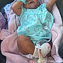 baby, blanket, car_seat, child, clothing, comfort, cute, indoor, infant, mittens, newborn, pacifier, pink, resting, sleepy, sock, soft, stretching, turquoise, unicorn_pattern