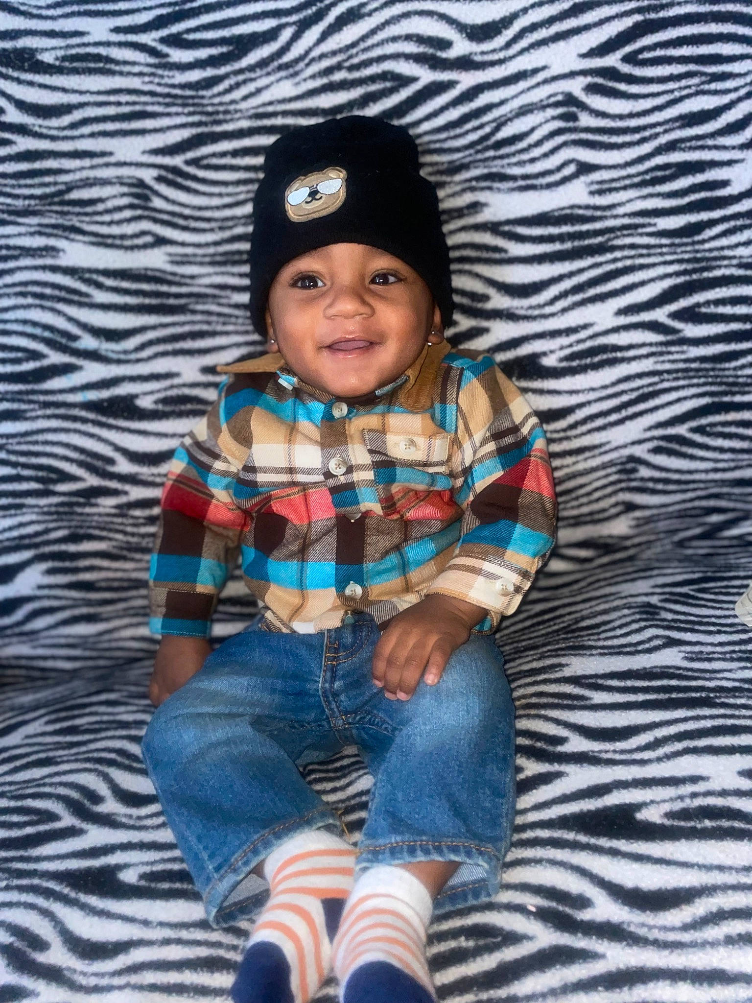 Ja'Cari is registered to the contest to win money with this photo: baby_toddler_clothing, beauty, cap, child, clothing, cool, denim, electric_blue, eye, flash_photography, fun, happy, headwear, jeans, pattern, person, sleeve, smile, sock, toddler