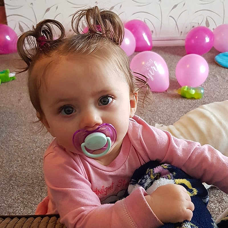 Emmie joined the competition — help win amazing prizes! baby, child, person, pink, play, skin, toddler