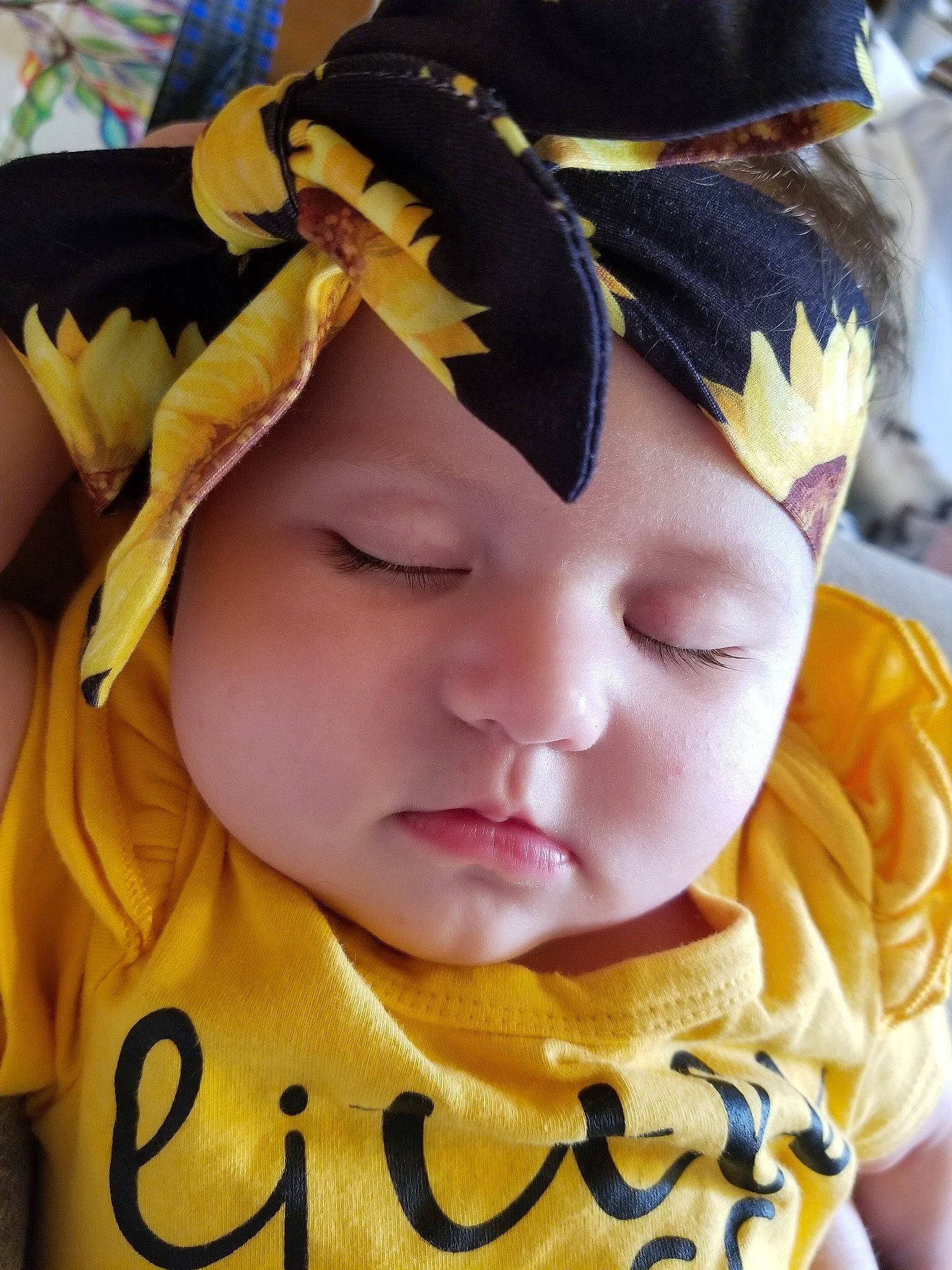 Addison joined the competition — help win amazing prizes! baby, cheek, child, cool, ear, eye, eyelash, face, fashion_accessory, fun, hair_accessory, headgear, headwear, person, photography, skin, smile, toddler, yellow