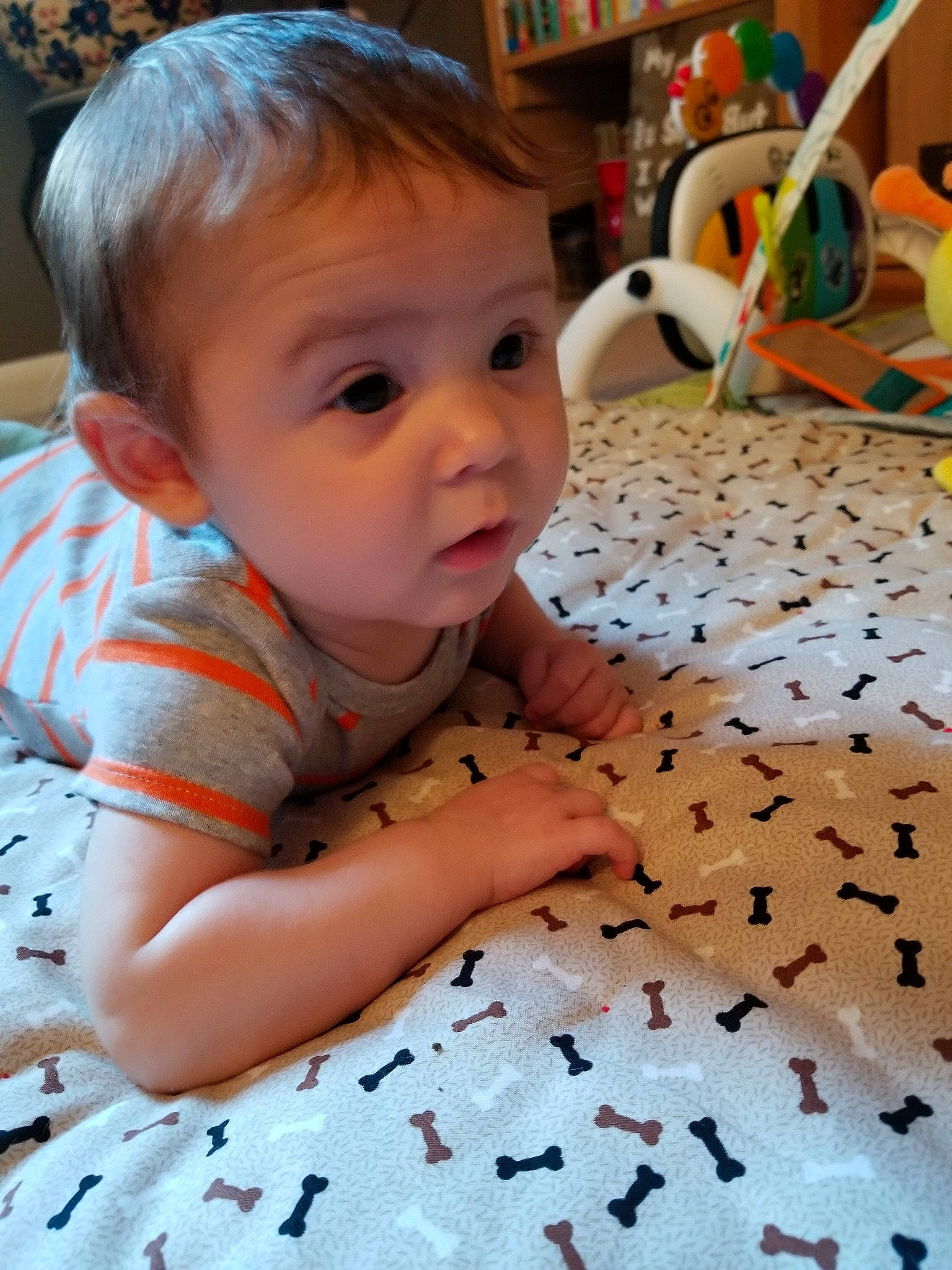 Tanner joined the competition — help win amazing prizes! baby, beauty, cheek, child, face, floor, flooring, person, play, skin, smile, surprise, toddler, tummy_time
