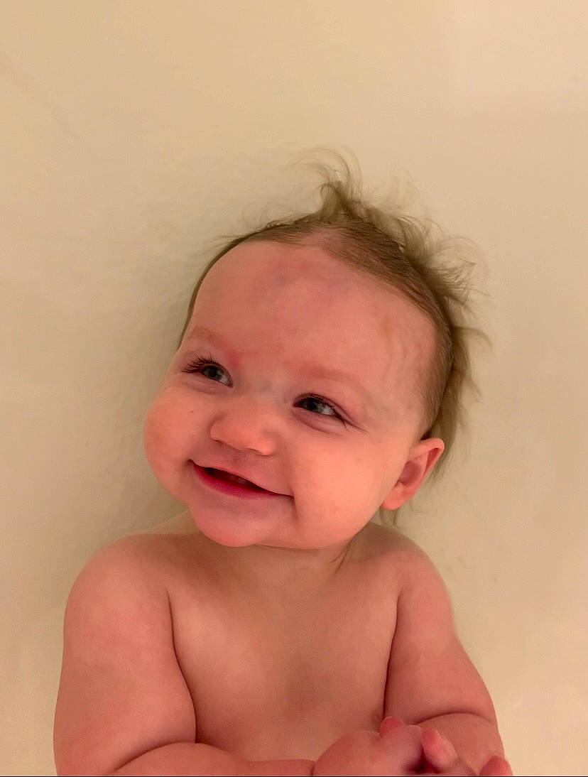 Skylar joined the competition — help win amazing prizes! arm, baby, baby_bathing, bathing, cheek, chest, ear, eye, eyelash, face, happy, human_body, iris, jaw, joy, lip, neck, nose, person, smile