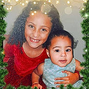 Gracie joined the competition — help win amazing prizes! baby, blue_dress, celebration, child, children, christmas, curly_hair, decoration, dress, face, festive, happy, holiday, lights, ornaments, pine_branches, portrait, red_dress, smiling, toddler