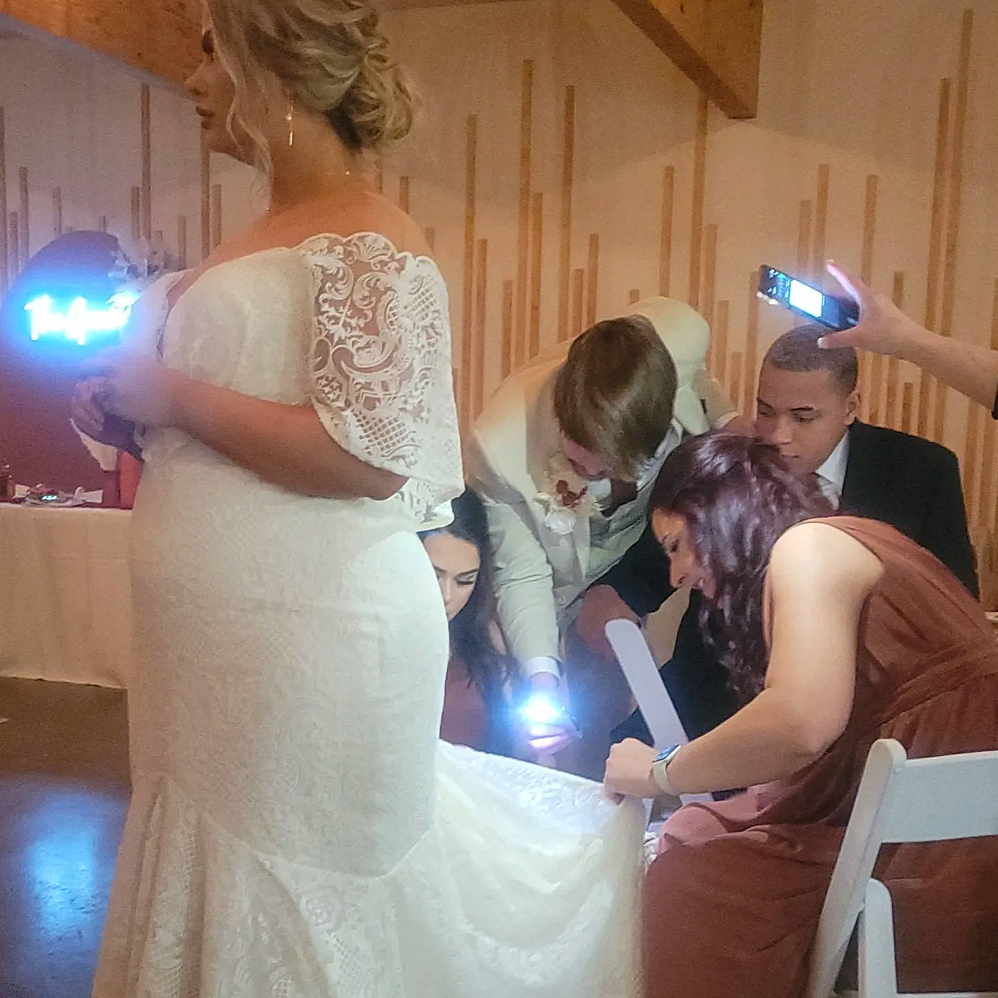 Theo is registered to the contest to win money with this photo: bridal_accessory, bridal_clothing, bridal_party_dress, bridal_veil, bride, dress, embellishment, event, fashion_design, flash_photography, formal_wear, fun, gesture, gown, happy, interaction, person, shoulder, veil, wedding_ceremony_supply