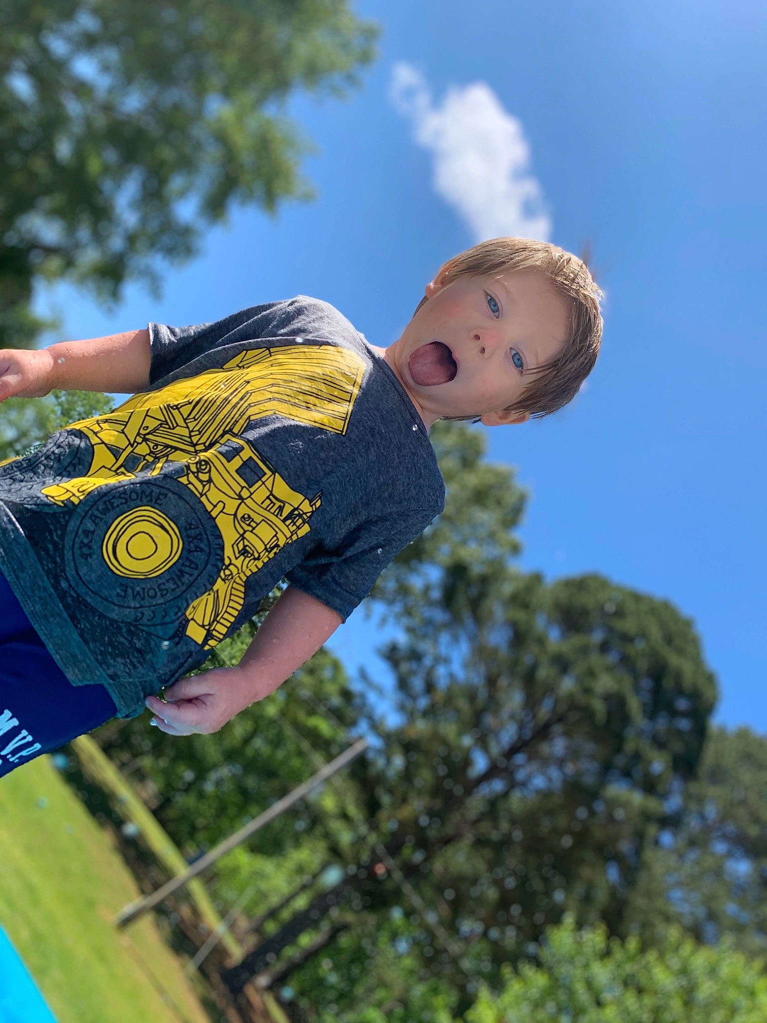 Hayden joined the competition — help win amazing prizes! child, fun, grass, happy, lawn, leisure, person, photography, plant, recreation, sky, surprise, tree, yellow