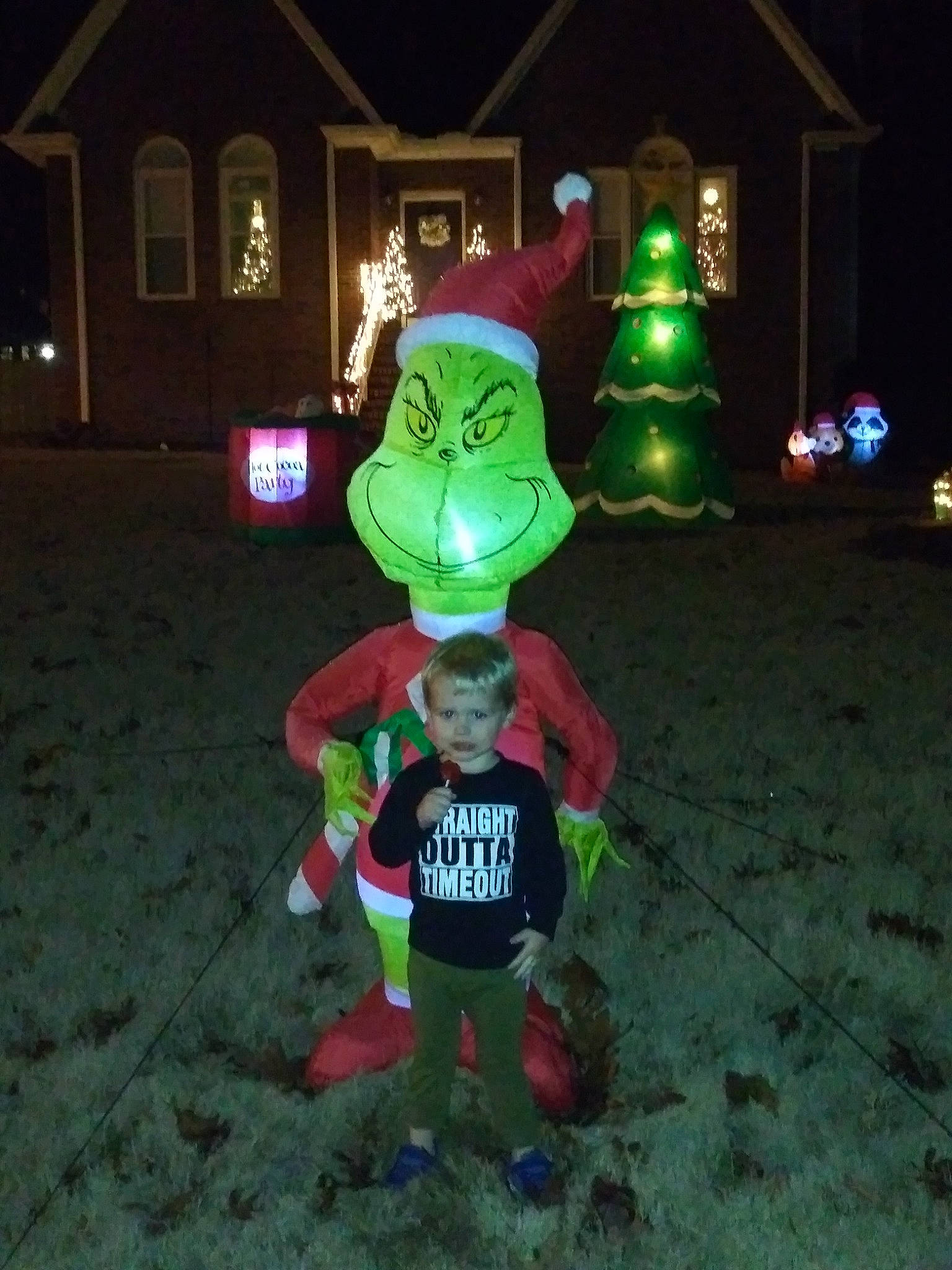 Tre is registered to the contest to win money with this photo: costume, fictional_character, fun, night, person, plant, toy