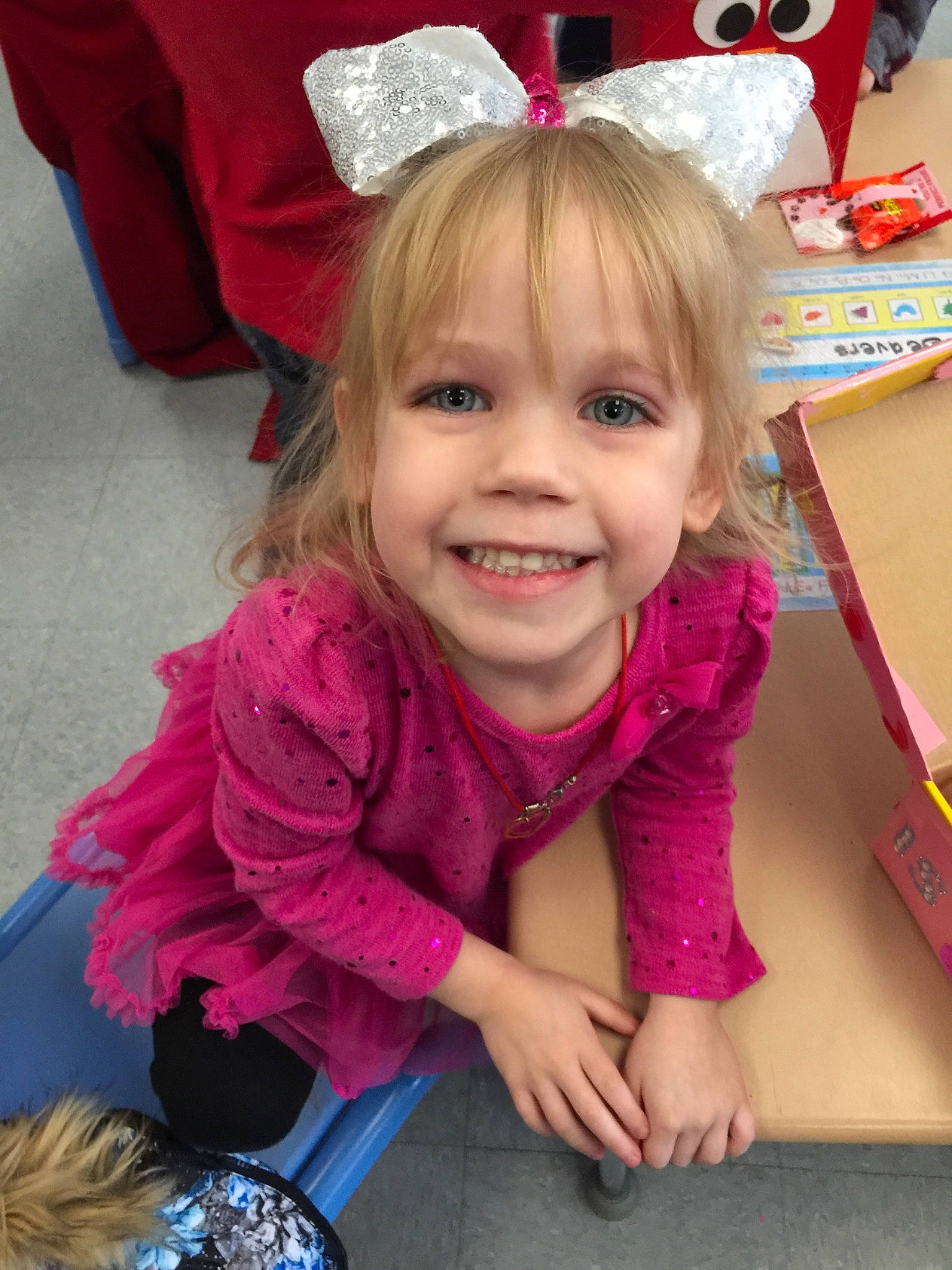 Brianna is registered to the contest to win money with this photo: child, costume, joy, person, pink, play, smile, toddler