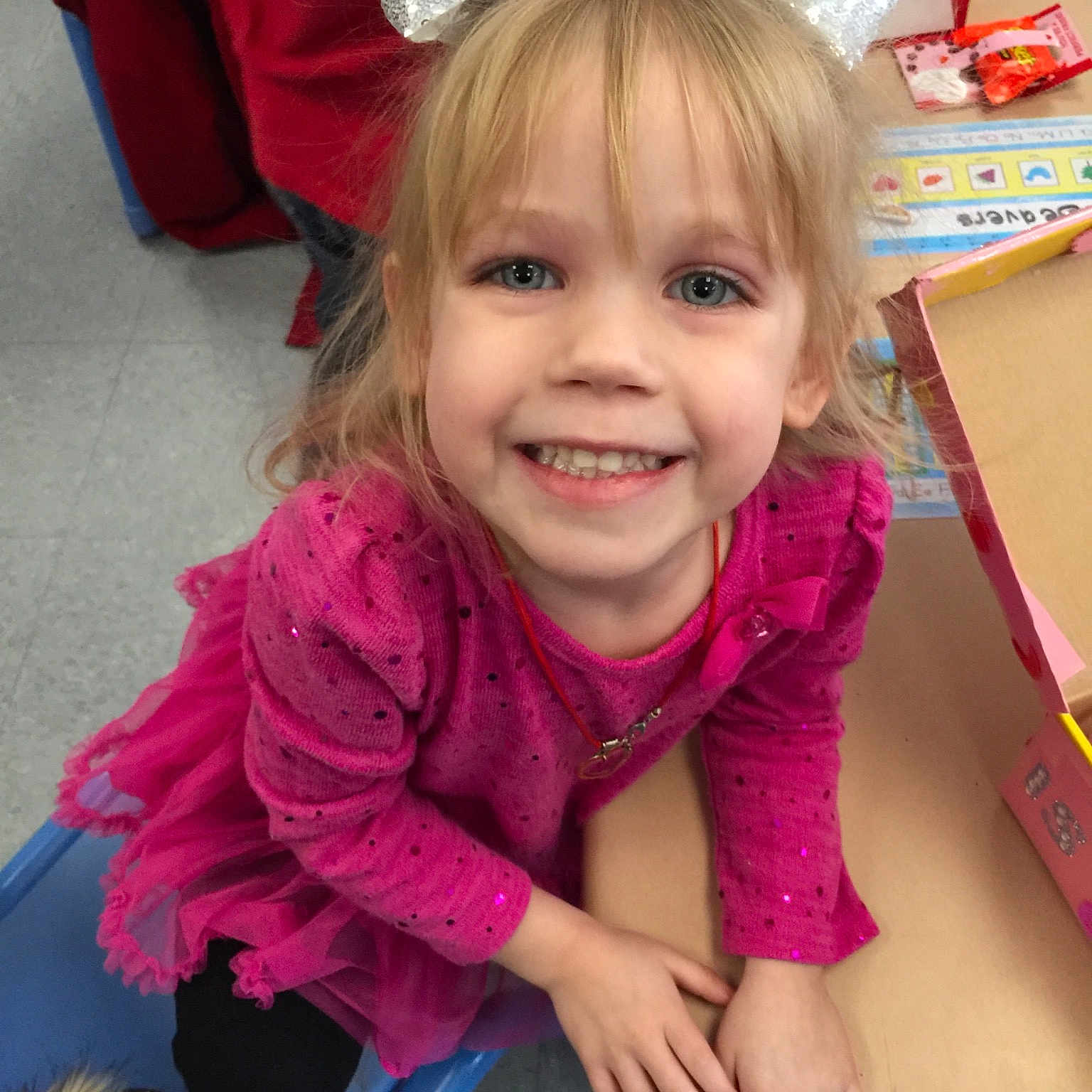 Brianna is registered to the contest to win money with this photo: child, costume, joy, person, pink, play, smile, toddler