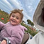 Ivory is registered to the contest to win money with this photo: toddler, child, smiling, pink_jacket, outdoor, pumpkin_patch, grass, cloudy_sky, person, hoodie, happy, nature, autumn, field, daytime, casual_clothing, portrait, fun, cute, seasonal