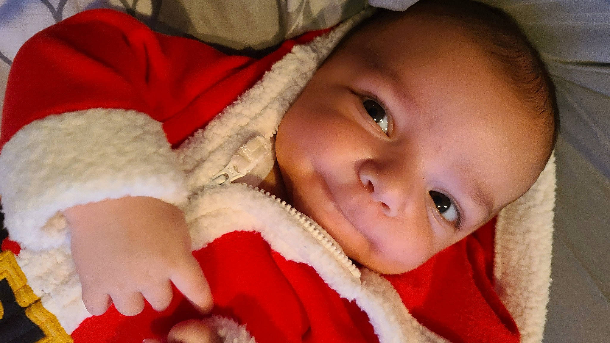 Dominick is registered to the contest to win money with this photo: baby, cheek, chin, comfort, eye, eyebrow, eyelash, facial_expression, finger, happy, head, iris, lip, mammal, mouth, nose, organ, person, product, skin