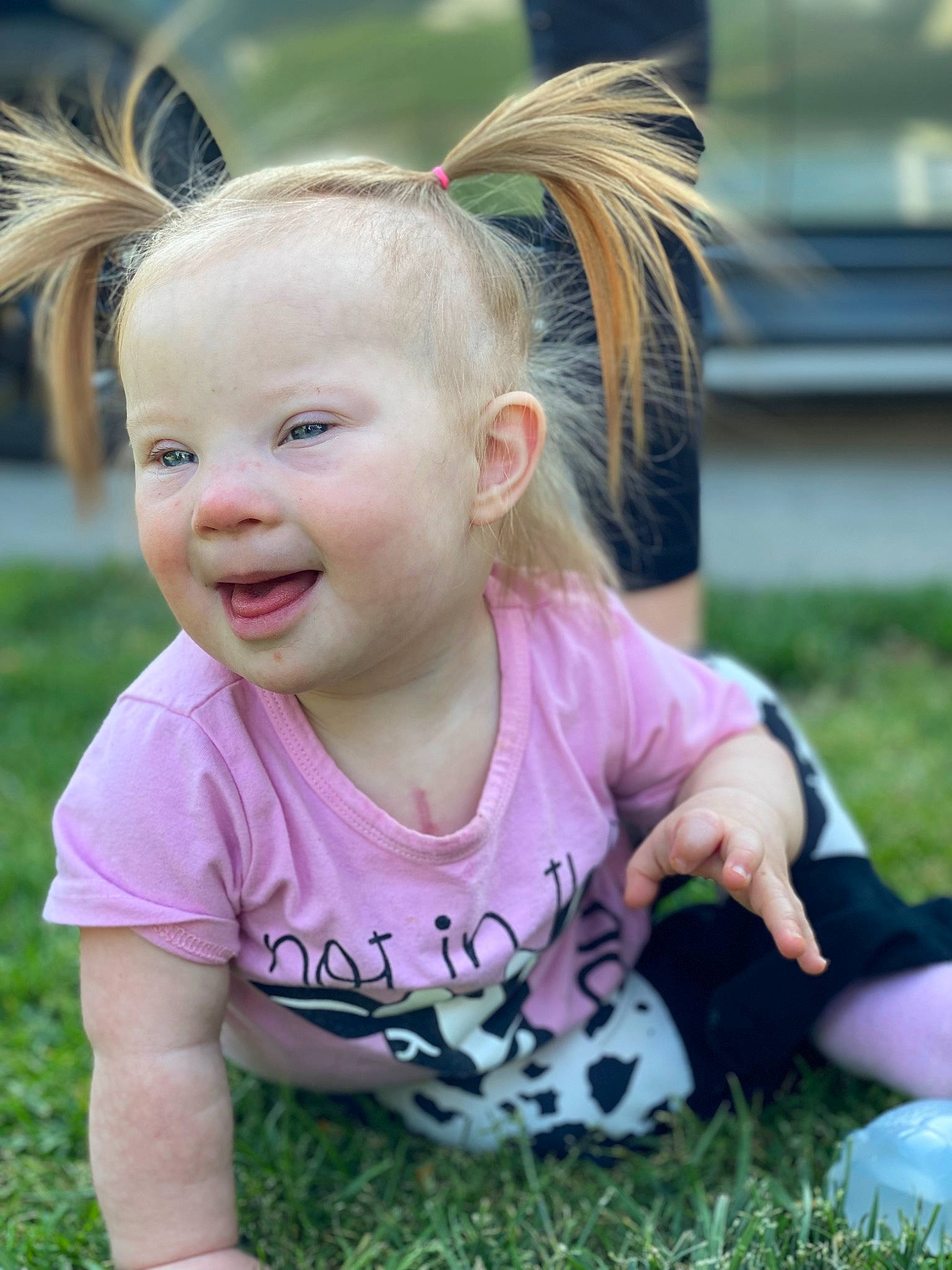 Mariah joined the competition — help win amazing prizes! child, eye, face, facial_expression, fun, grass, grass_family, hair, happy, head, human_body, mammal, people, people_in_nature, person, pink, plant, smile, summer, toddler