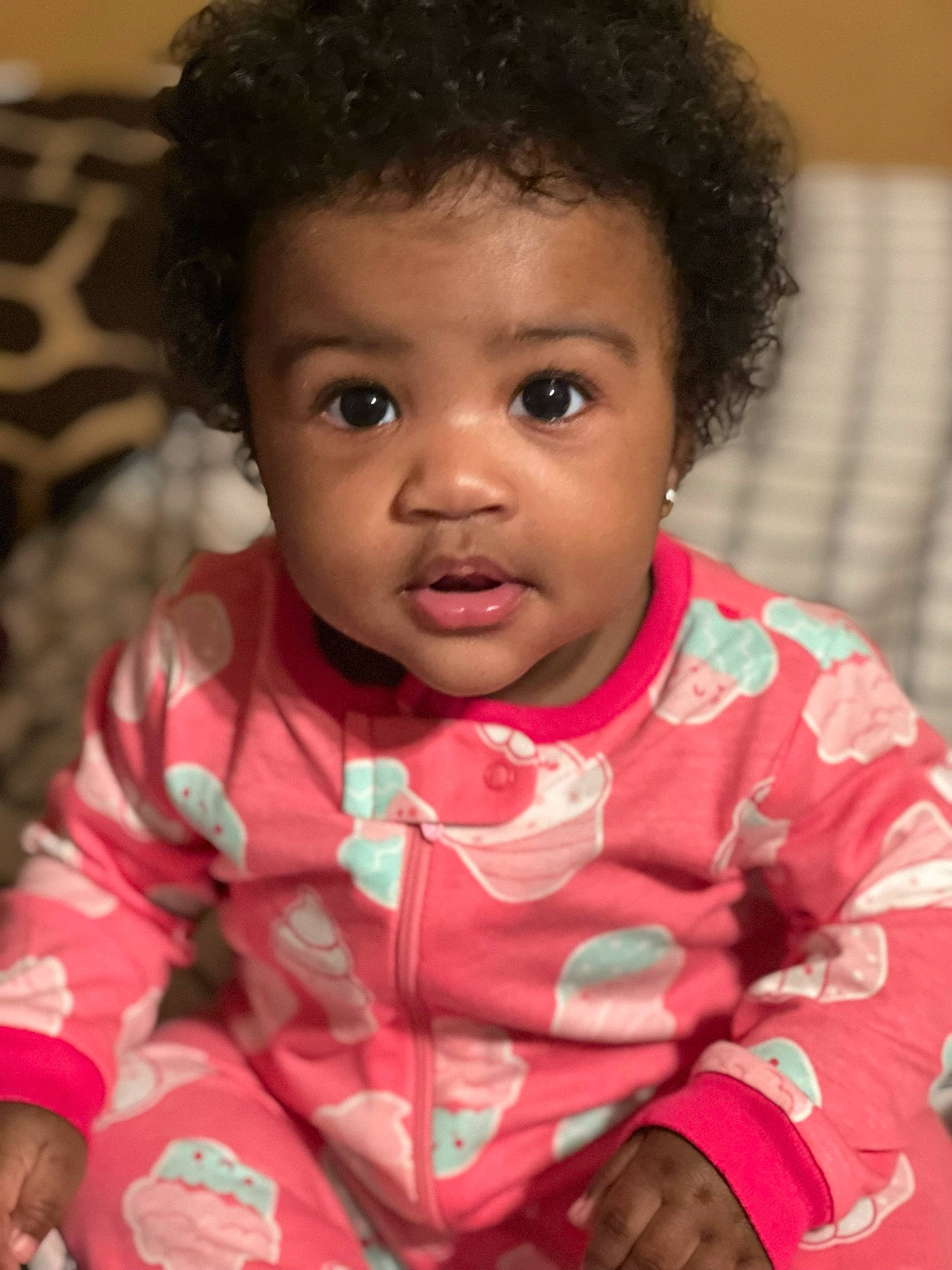 Aiyana joined the competition — help win amazing prizes! baby_toddler_clothing, cheek, chin, dress, eye, eyebrow, face, facial_expression, hair, hairstyle, happy, head, iris, lip, nose, organ, person, pink, skin, sleeve