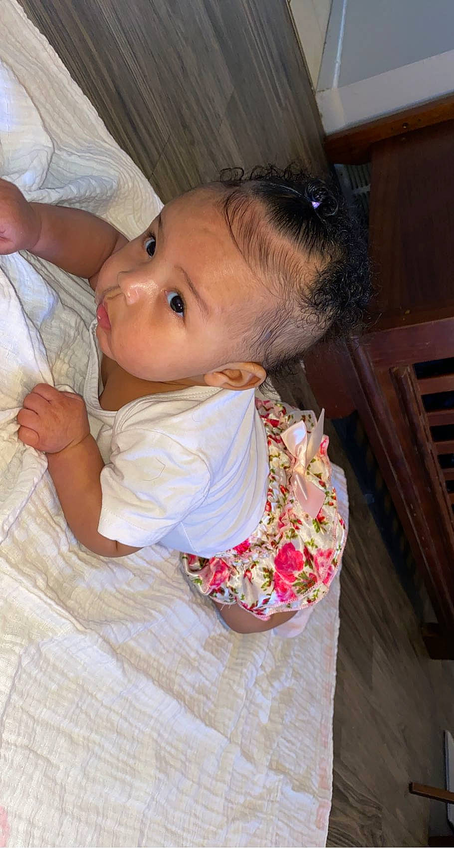 Aviyanna joined the competition — help win amazing prizes! baby, baby_products, baby_toddler_clothing, cheek, child, chin, comfort, eye, flooring, happy, human_body, iris, lip, mouth, nose, person, pink, sitting, skin, sleeve