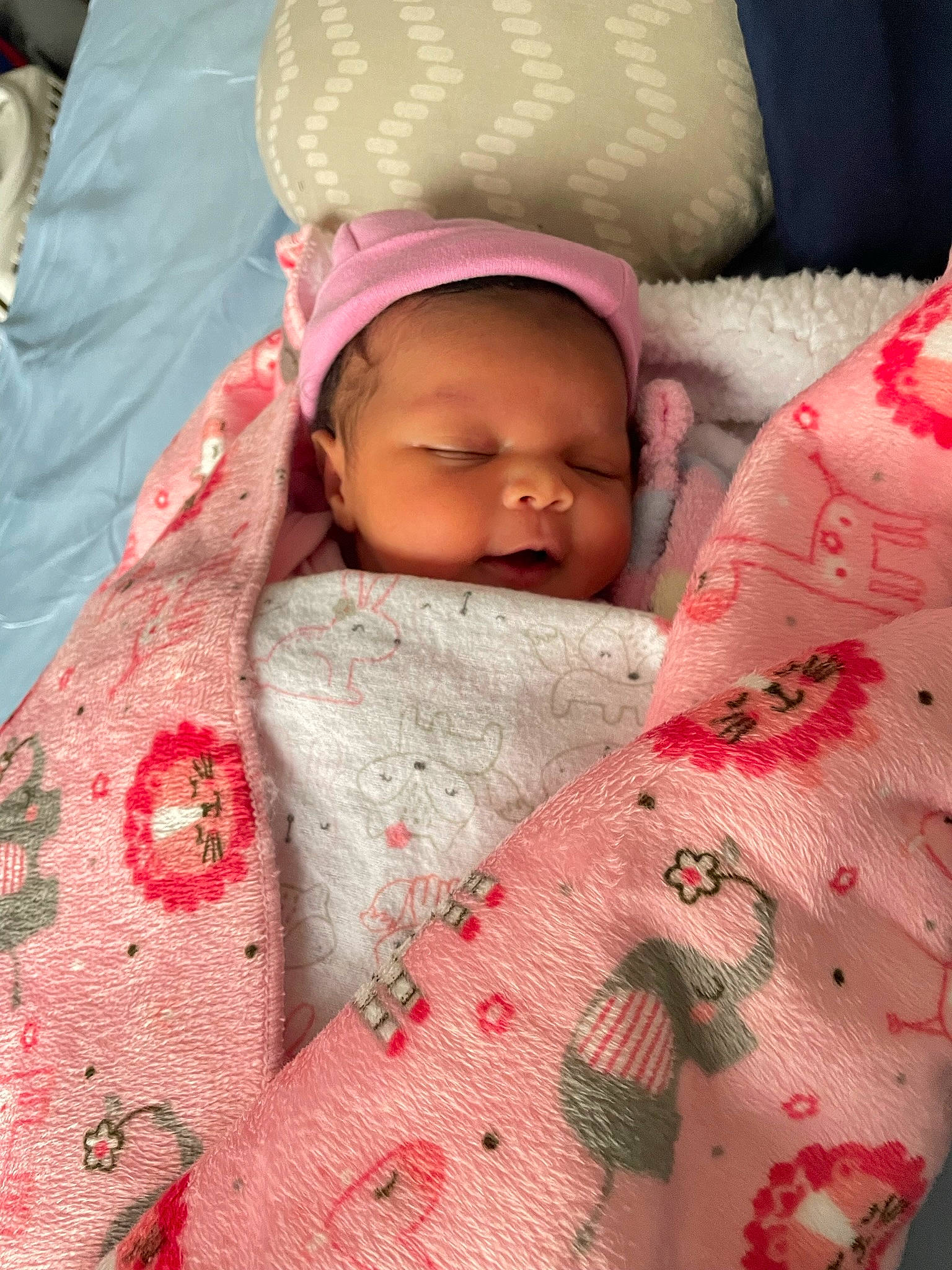 Alayiah joined the competition — help win amazing prizes! baby, baby_products, baby_sleeping, baby_toddler_clothing, bedding, carmine, cheek, child, comfort, eye, flesh, linens, magenta, pattern, person, pink, room, skin, sleeve, textile