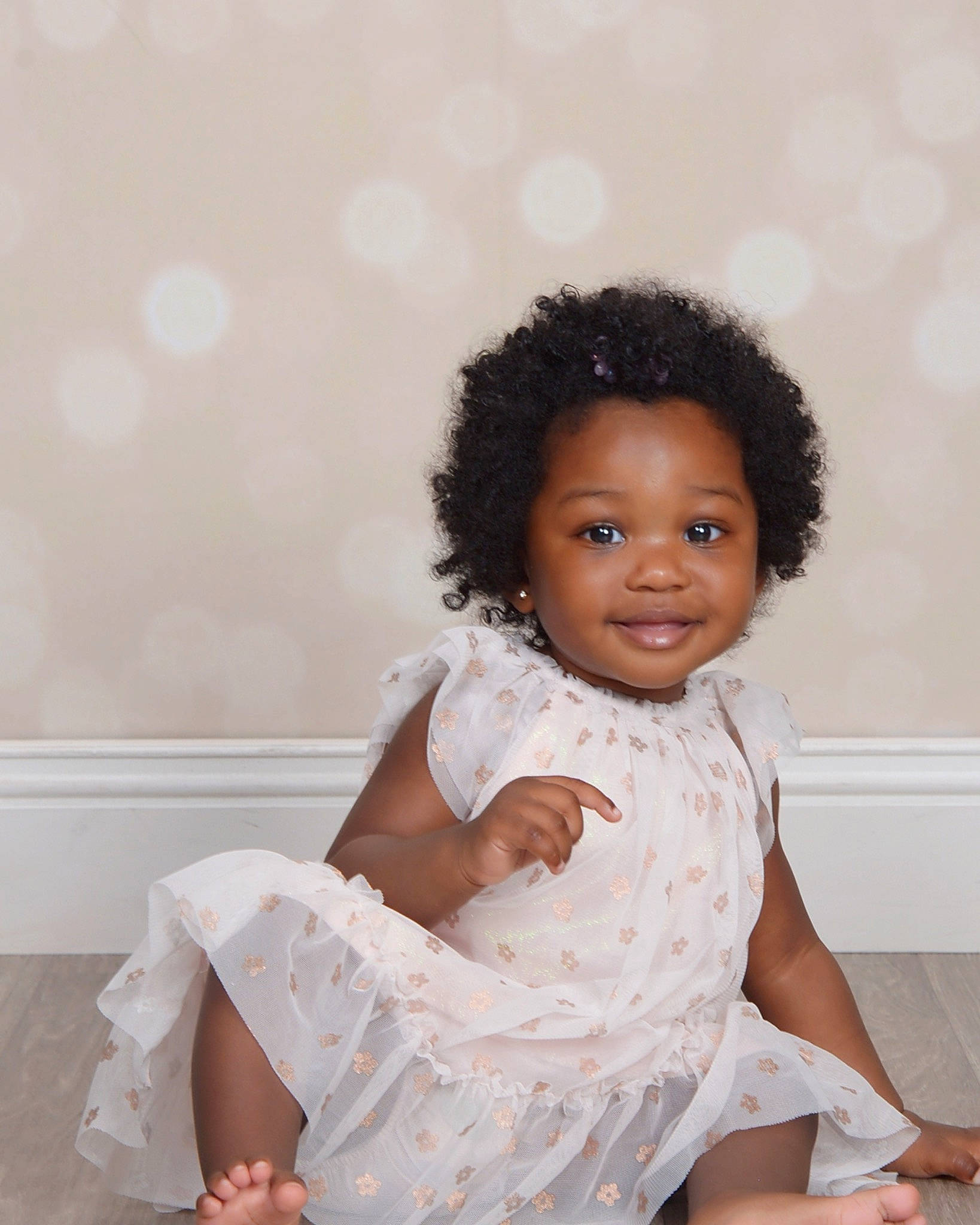 Charleigh joined the competition — help win amazing prizes! baby_toddler_clothing, black_hair, cheek, dress, face, flash_photography, gesture, hair, hand, happy, human_body, joy, leg, neck, person, shoulder, skin, sleeve, smile, standing