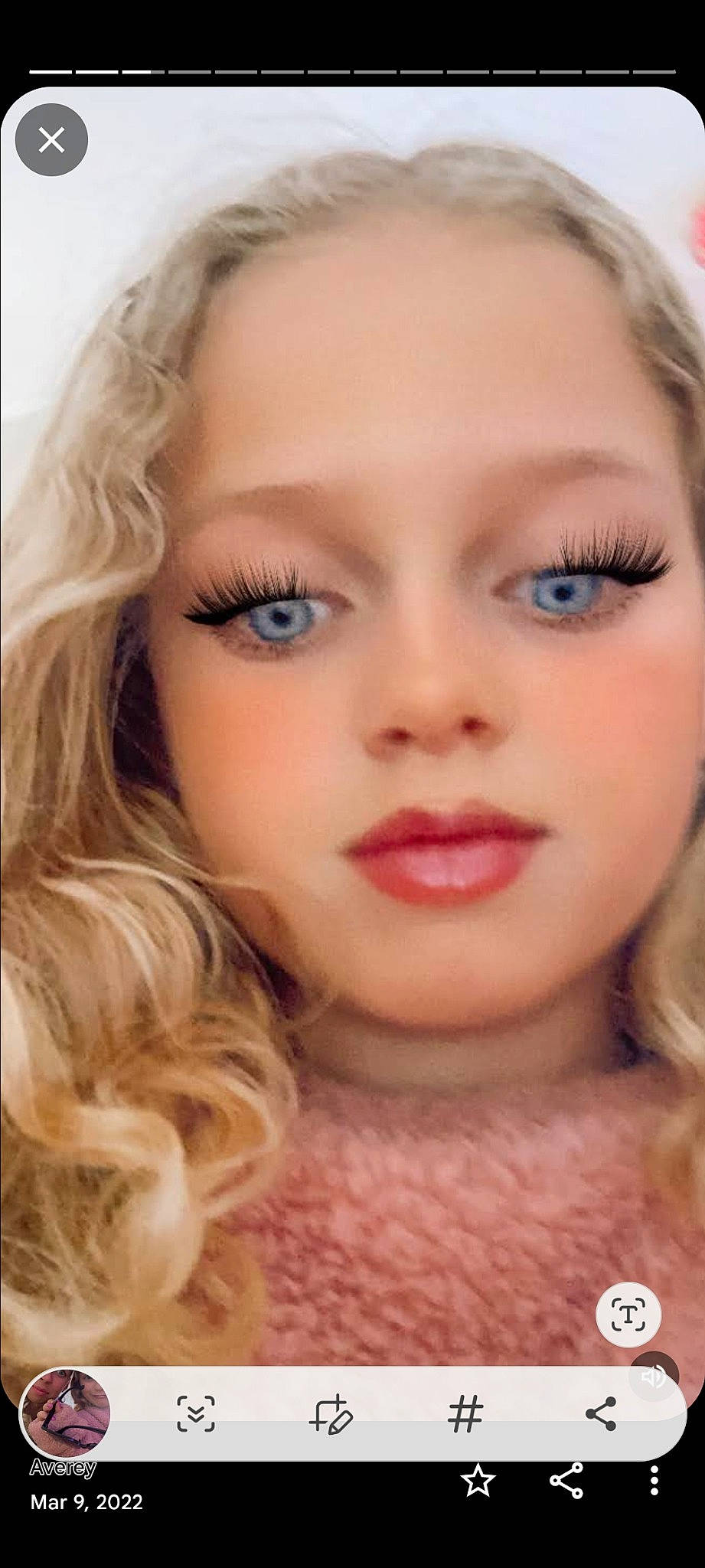 Averey Nevaeh is registered to the contest to win money with this photo: cheek, eye_liner, eye_shadow, eyebrow, eyelash, flash_photography, forehead, human, iris, jaw, layered_hair, lip, lipstick, makeover, mouth, neck, nose, organ, person, pink