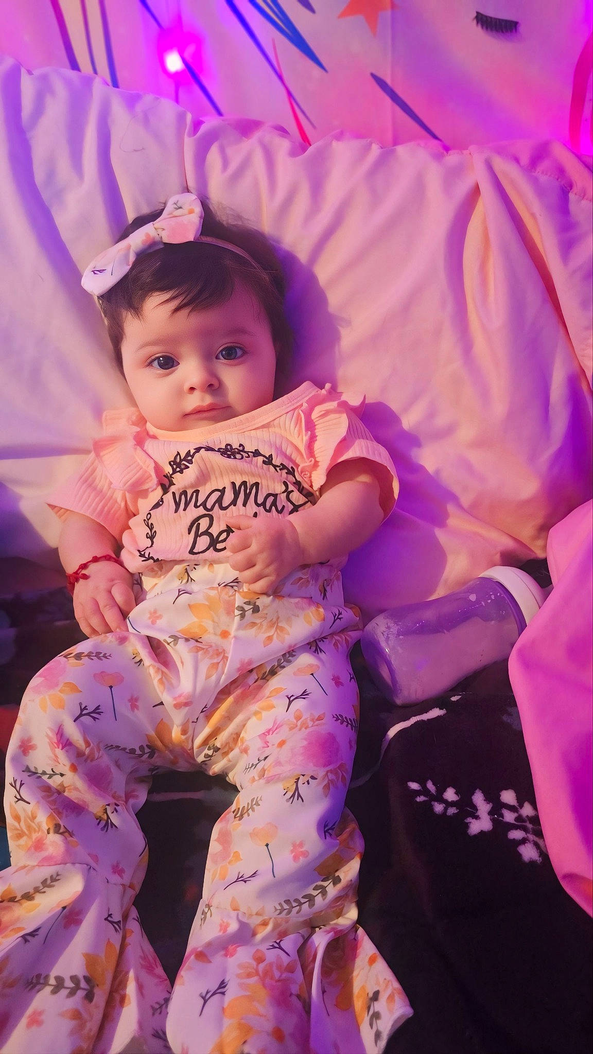 Journei Aliviah joined the competition — help win amazing prizes! baby, baby_toddler_clothing, child, event, eye, facial_expression, finger, fun, hairstyle, happy, head, magenta, person, pink, purple, skin, sleeve, textile, thigh, toddler