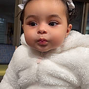 Zyeliz is registered to the contest to win money with this photo: baby, bodypart, bonnet, clothing, coat, face, fashion, fur, hat, head, hoodie, knitwear, longsleeve, person, photography, portrait, sleeve, sweater, sweatshirt, towel