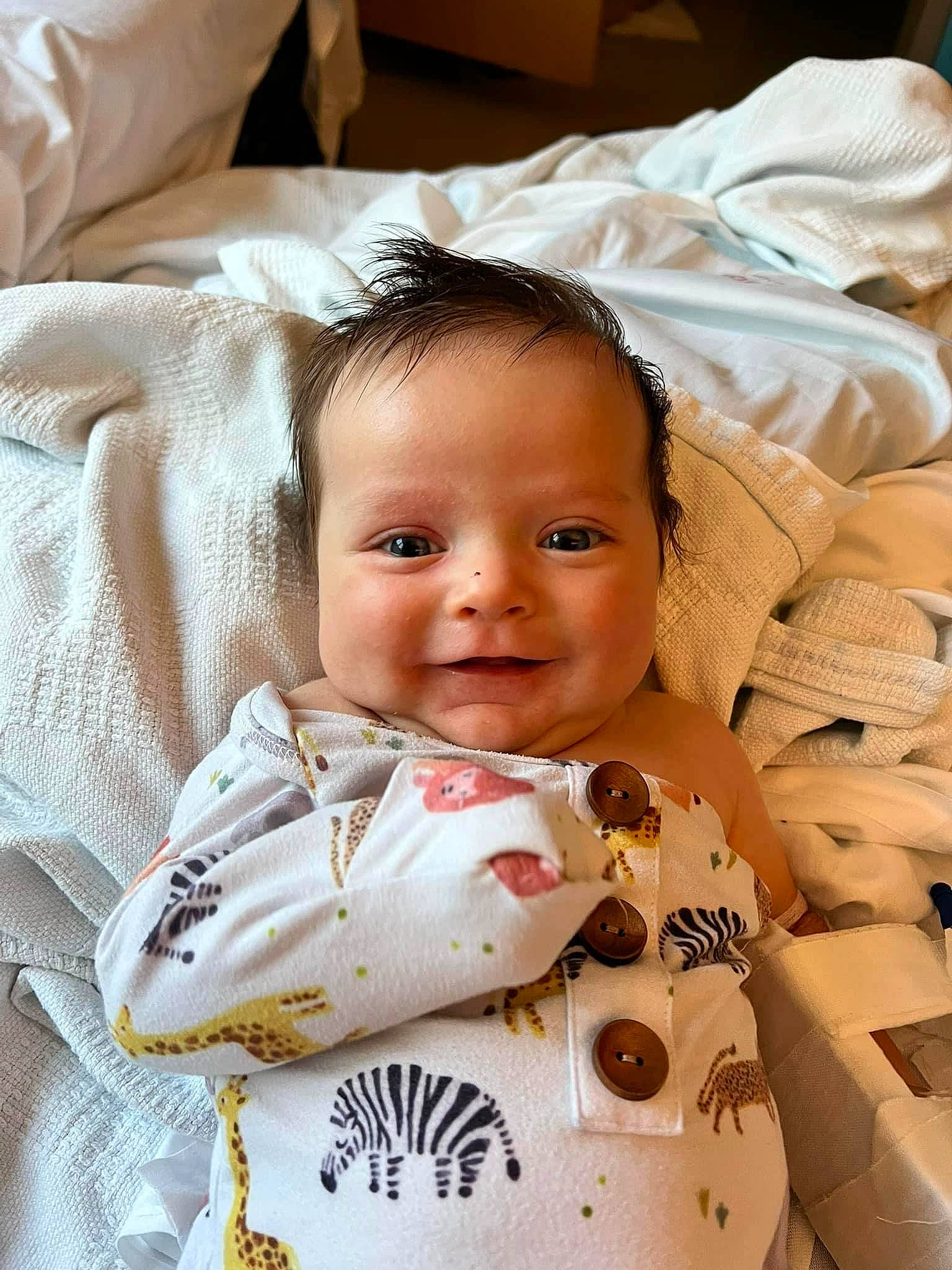 Cayson joined the competition — help win amazing prizes! baby, baby_toddler_clothing, cheek, chin, comfort, eye, eyebrow, eyelash, face, happy, head, iris, joy, linens, lip, nose, person, skin, sleeve, smile