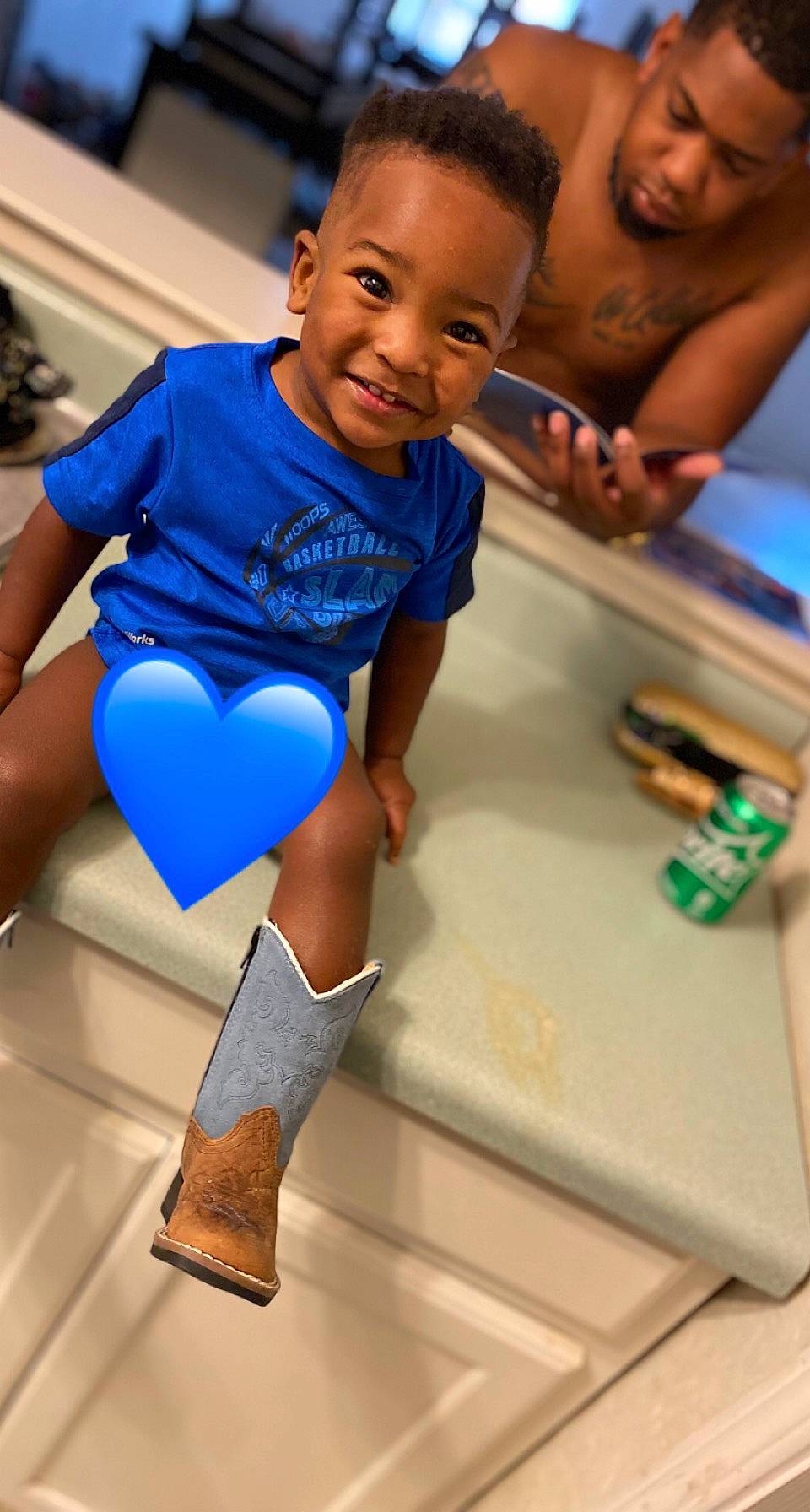 Camden joined the competition — help win amazing prizes! blue, facial_expression, fun, hairstyle, happy, human, joy, knee, leisure, person, product, recreation, shorts, sleeve, smile, snapshot, sportswear, summer, t_shirt, thigh