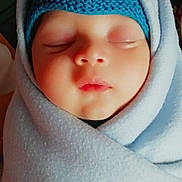 Ayan is registered to the contest to win money with this photo: baby, sleeping, blanket, hat, face, cute, infant, wrapped, cozy, soft, child, headwear, peaceful, portrait, closeup, warm, resting, newborn, indoors, snug