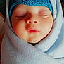 baby, sleeping, blanket, hat, face, cute, infant, wrapped, cozy, soft, child, headwear, peaceful, portrait, closeup, warm, resting, newborn, indoors, snug