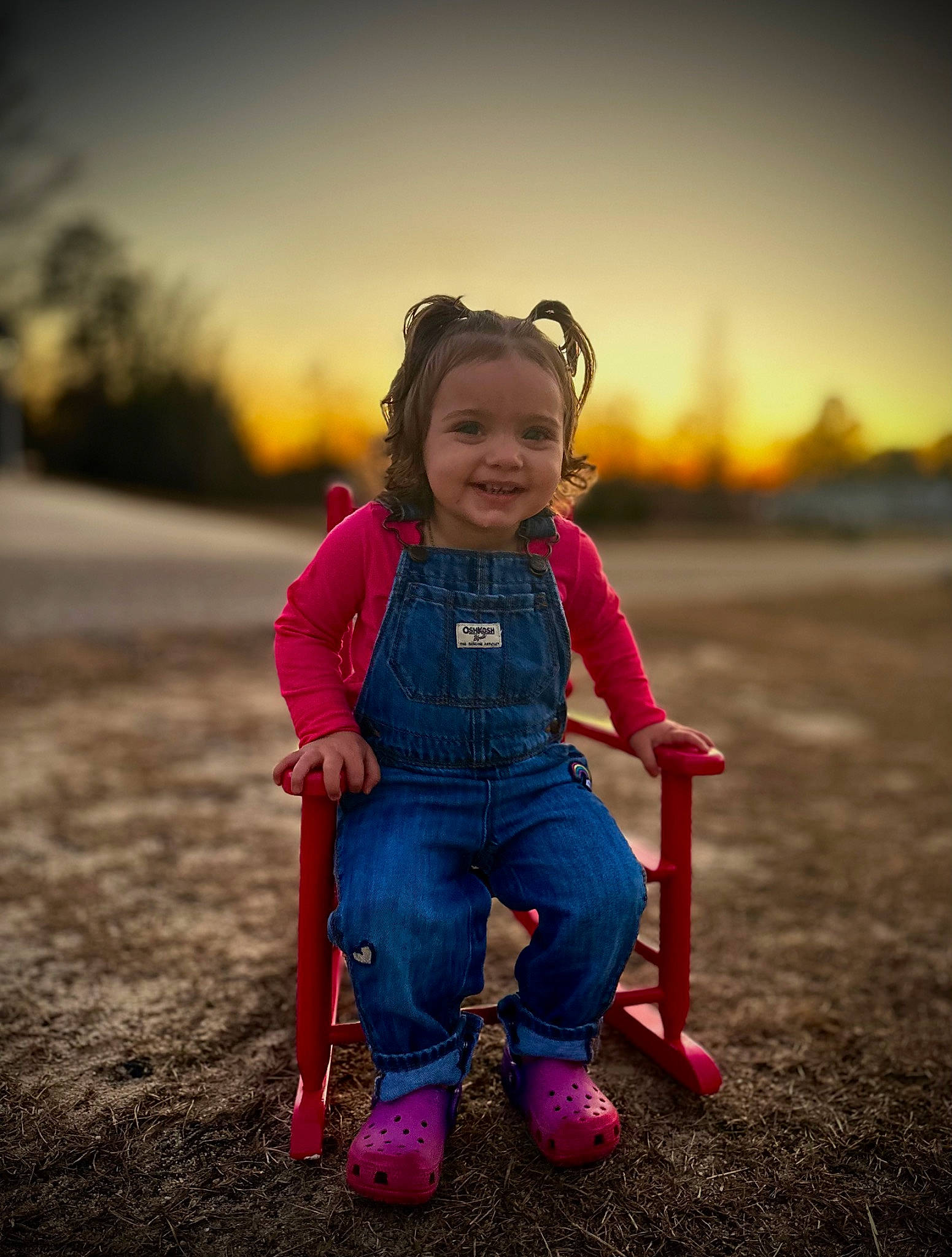 Ashlynn joined the competition — help win amazing prizes! child, electric_blue, eye, face, flash_photography, fun, grass, happy, jacket, jeans, joy, magenta, people_in_nature, person, sky, smile, standing, sunset, tints_and_shades, toddler