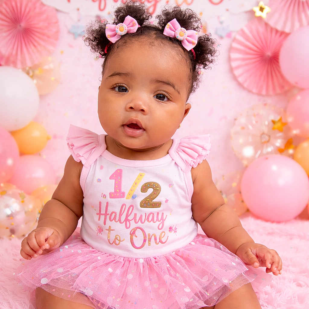 Aurora is registered to the contest to win money with this photo: baby, balloons, birthday, bows, celebration, child, curly_hair, cute, decorations, face, festive, fluffy_rug, happy, one_year_old, pastel_colors, pink, portrait, sitting, smiling, tutu