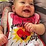 Ailyna participe au concours pour gagner de l'argent avec cette photo : baby, smiling, bib, berry_stains, red_spots, cushioned_seat, infant, happy, face, hand, clothing, cute, portrait, young_child, seatbelt, indoor, colorful, expression, food_stains, baby_fighter