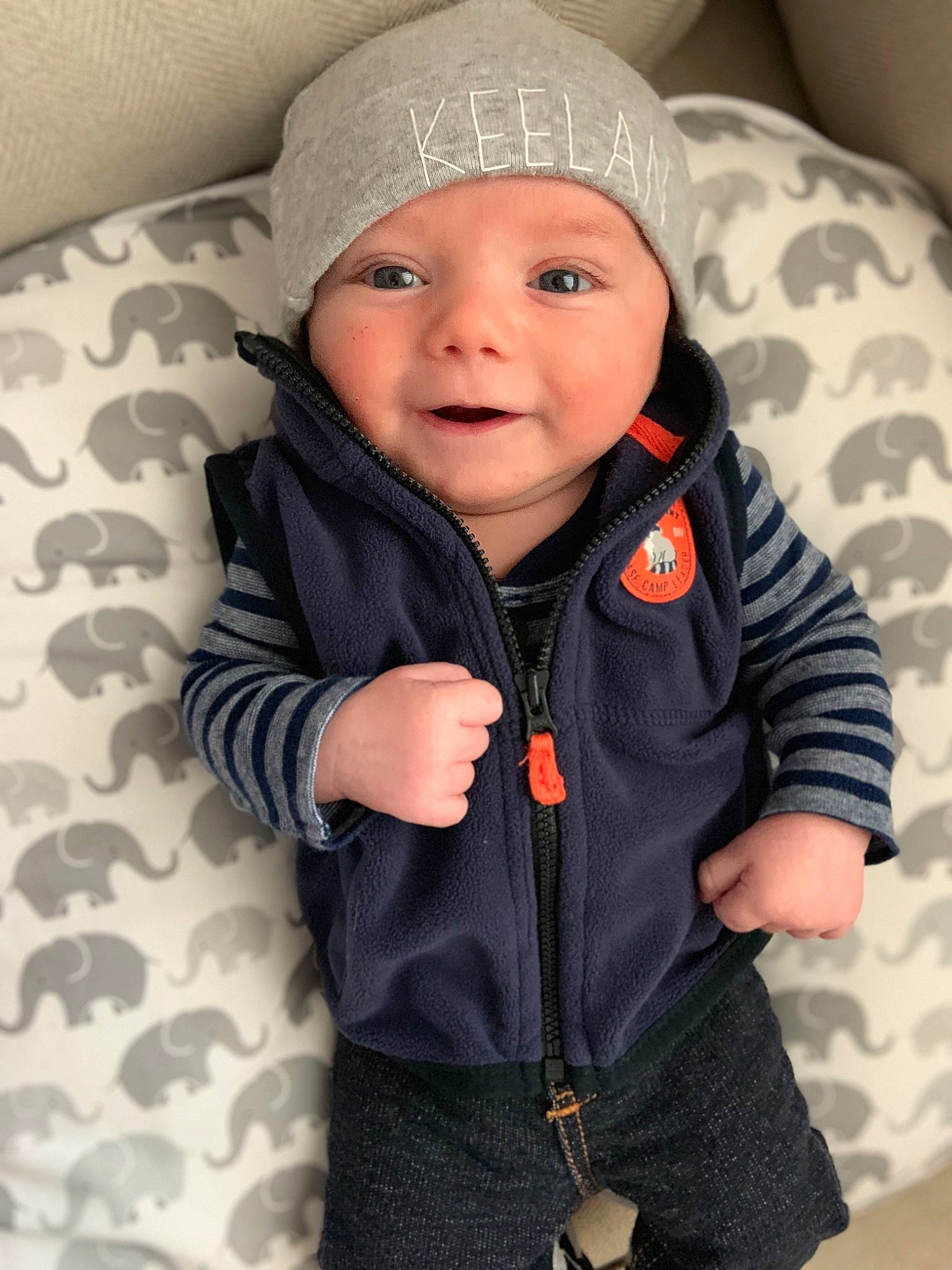 Keelan joined the competition — help win amazing prizes! baby, cheek, child, cool, headgear, headwear, hoodie, jacket, jeans, outerwear, person, skin, sleeve, toddler
