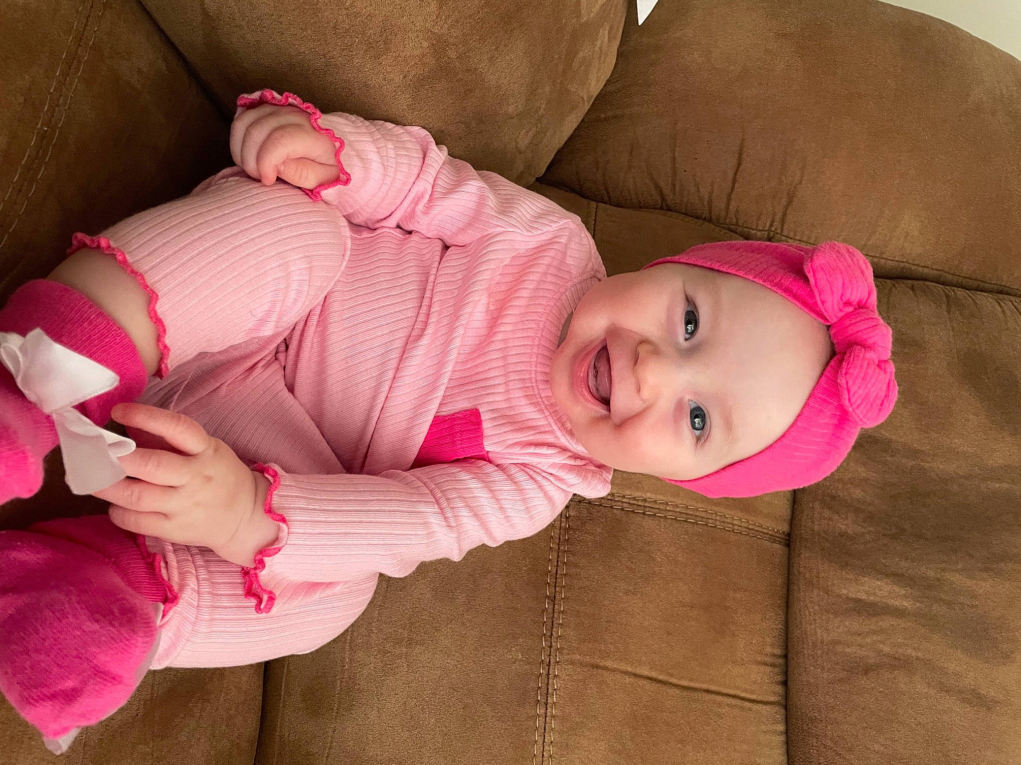 Lena joined the competition — help win amazing prizes! baby_toddler_clothing, cheek, comfort, eye, face, facial_expression, finger, hat, head, headwear, human_body, joint, joy, leg, lip, mouth, nose, person, pink, skin