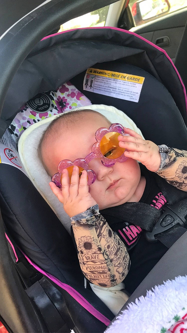 Sierra joined the competition — help win amazing prizes! arm, comfort, cool, eyewear, finger, gesture, hairstyle, hand, joint, leg, mouth, nail, neck, person, pink, purple, shoulder, skin, sunglasses, textile