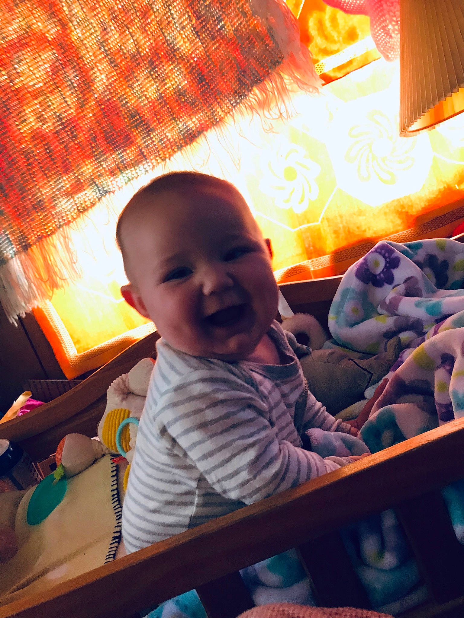 Sierra is registered to the contest to win money with this photo: baby, baby_toddler_clothing, beauty, child, fun, hairstyle, happy, human, lamp, lampshade, leisure, light, mouth, orange, person, room, sitting, smile, tints_and_shades, toddler