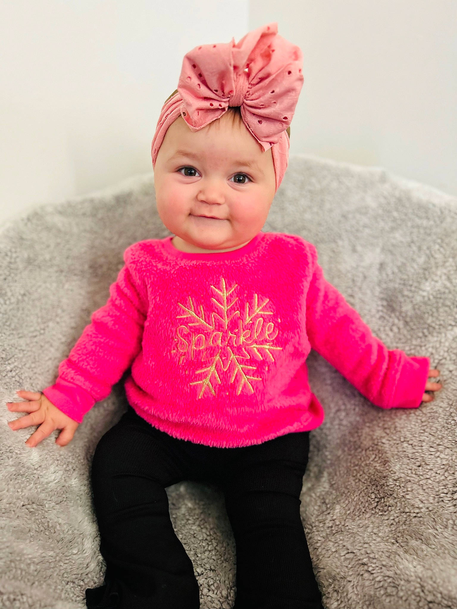 Ella joined the competition — help win amazing prizes! baby, baby_toddler_clothing, cap, costume_hat, eye, face, happy, hat, head, headwear, human_body, knit_cap, lip, magenta, outerwear, person, pink, sleeve, smile, textile