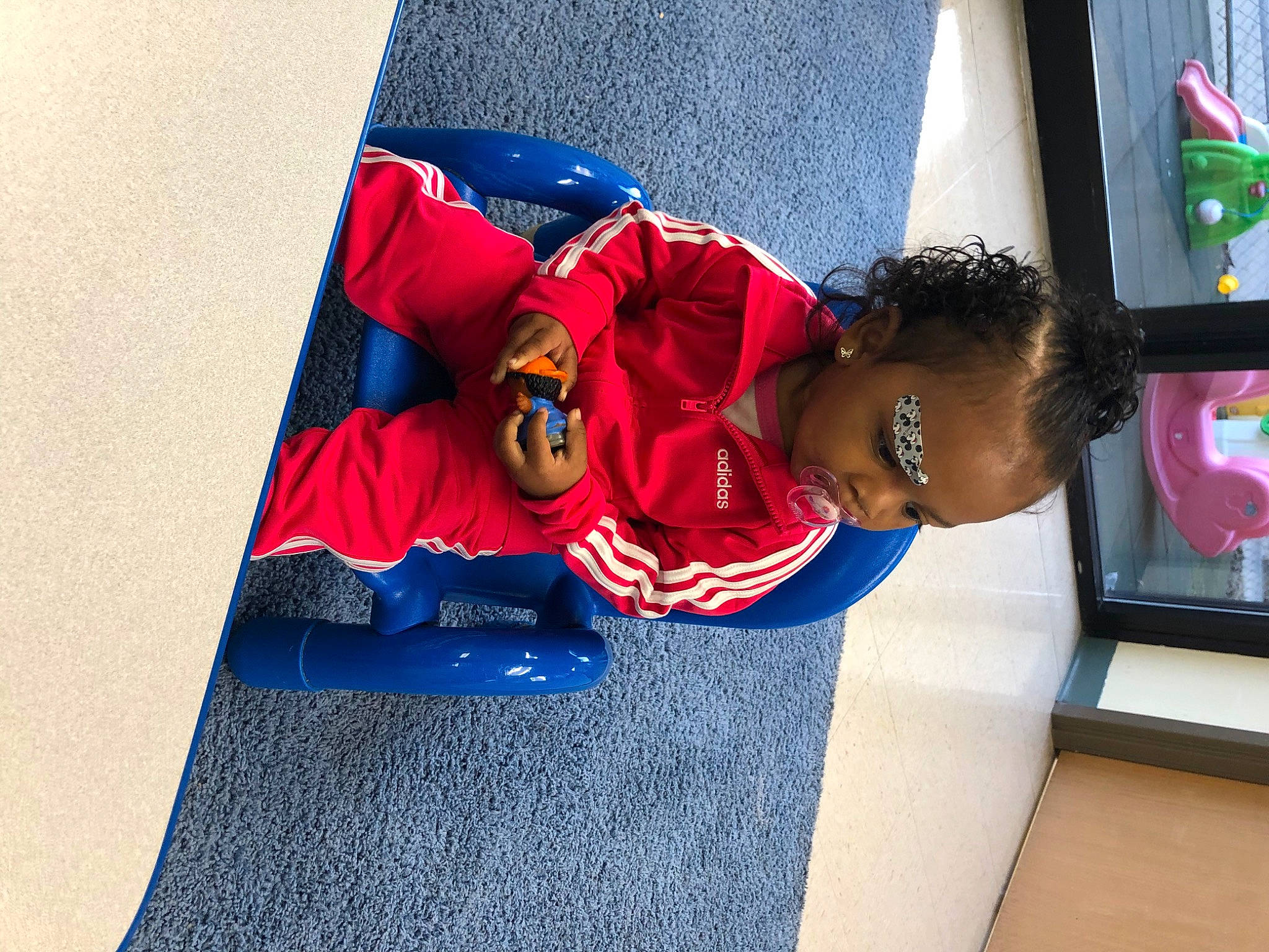 Jazmine joined the competition — help win amazing prizes! blue, child, fun, glasses, jeans, leisure, person, plant, play, red, smile, textile, toddler, vacation