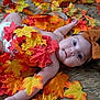 Hallie joined the competition — help win amazing prizes! adorable, autumn_leaves, baby, child, chubby, closeup, colorful, cute, diaper, fall, furry_rug, headband, indoor, infant, laying_down, orange_bow, portrait, seasonal, skin, soft_texture