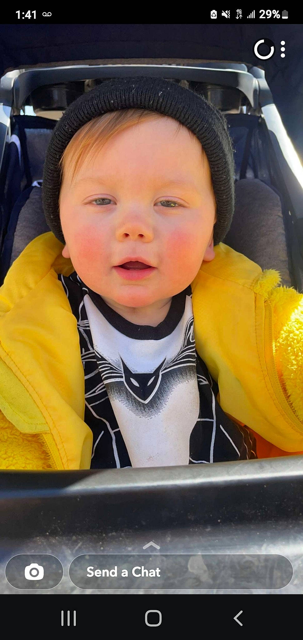 Marshall is registered to the contest to win money with this photo: auto_part, baby, baby_carriage, baby_in_car_seat, baby_products, baby_safety, baby_toddler_clothing, cap, car_seat, cheek, child, chin, cool, eyebrow, fun, happy, head_restraint, headwear, person, seat_belt