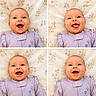 Josette joined the competition — help win amazing prizes! baby, infant, portrait, smile, happy, cute, child, clothing, purple, blanket, floral, pattern, collage, expression, cute_face, joyful, head, lying_down, indoors, person