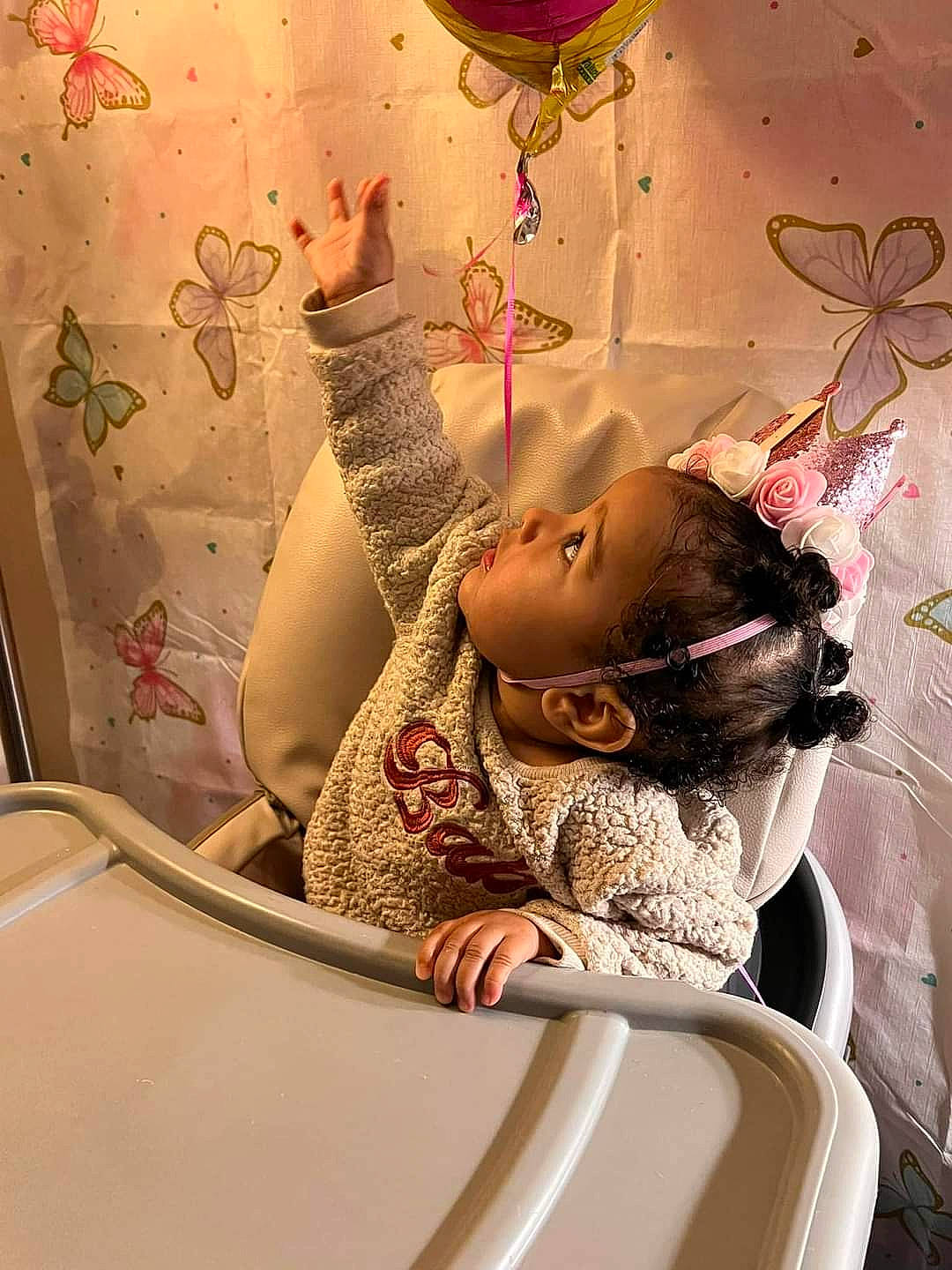 Leilani joined the competition — help win amazing prizes! art, baby, ceiling, child, circle, fun, happy, illustration, light_fixture, ornament, pattern, person, pink, room, sitting, toddler, visual_arts, wallpaper