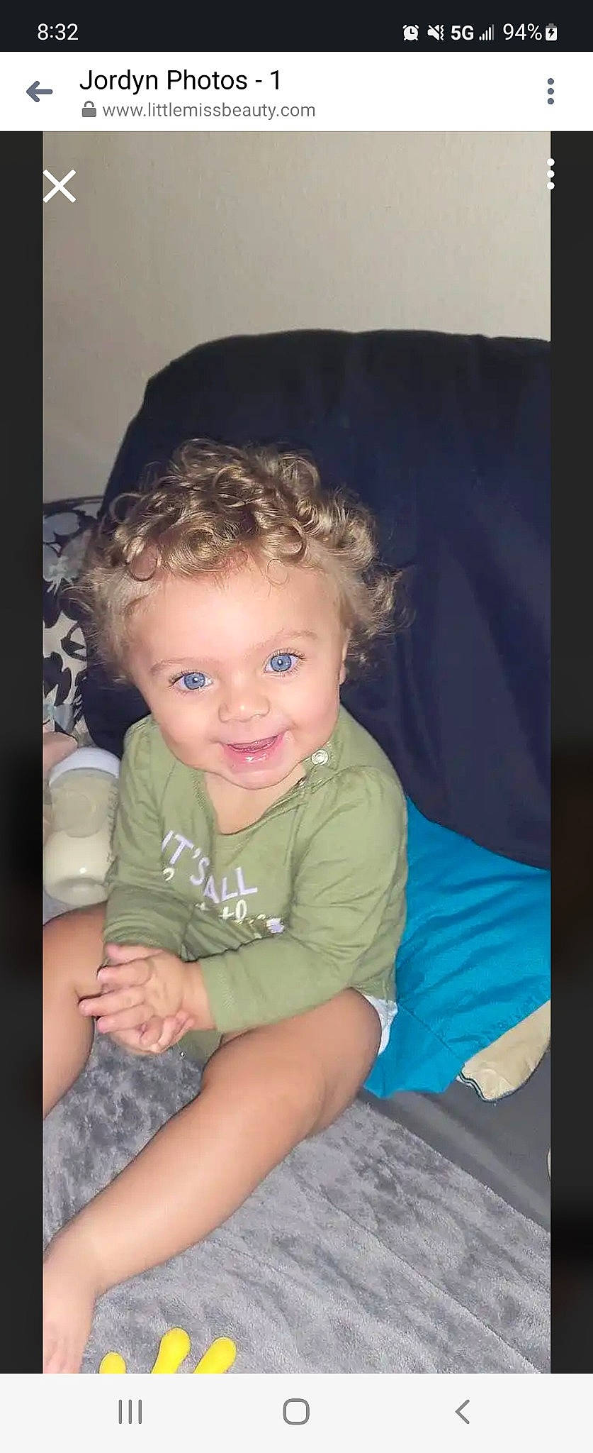 Jordyn is registered to the contest to win money with this photo: arm, baby_toddler_clothing, cheek, cool, eye, eyebrow, eyelash, finger, flash_photography, hair, happy, head, human_body, iris, joy, lip, nose, person, skin, sleeve